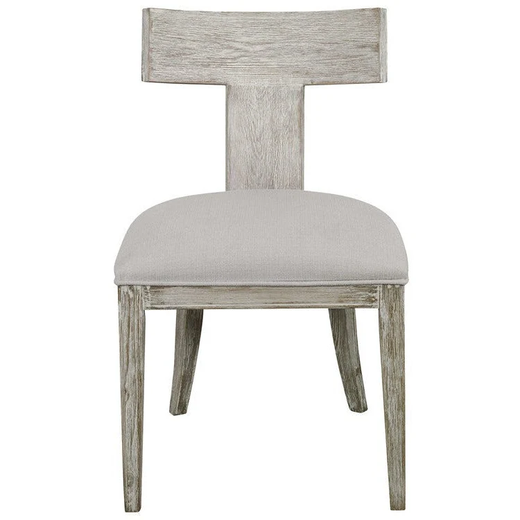 Uttermost Idris White Slubbed Performance Fabric Whitewashed Wood Modern Dining Chair - Image 2