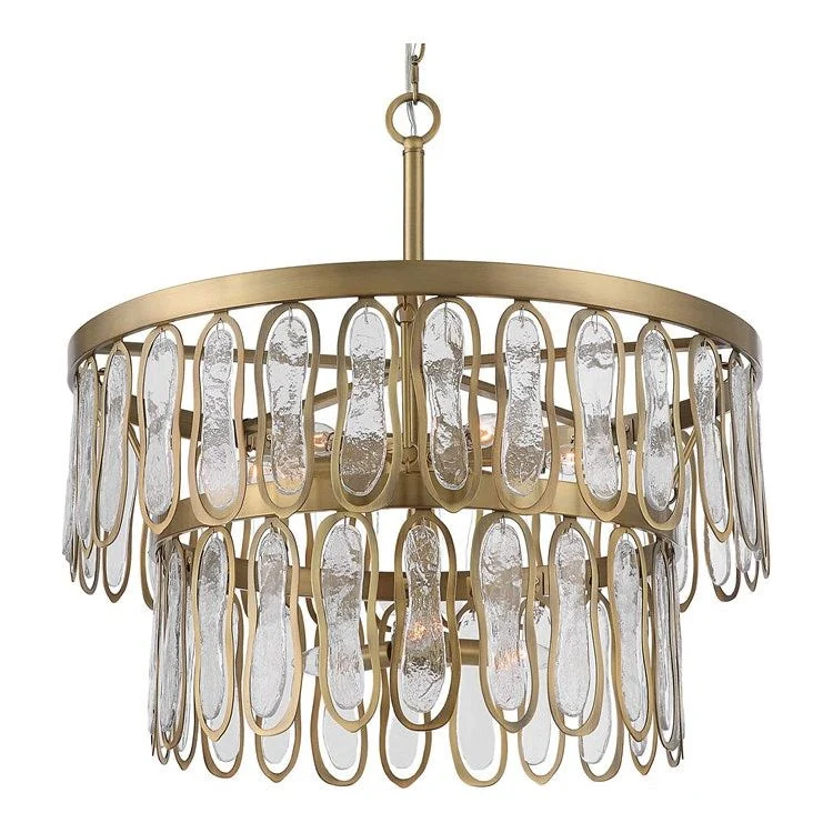 Uttermost Aurelie Seeded Glass Two Tier Stacked With Antique Brass Accents 9 Light Pendant - Image 4