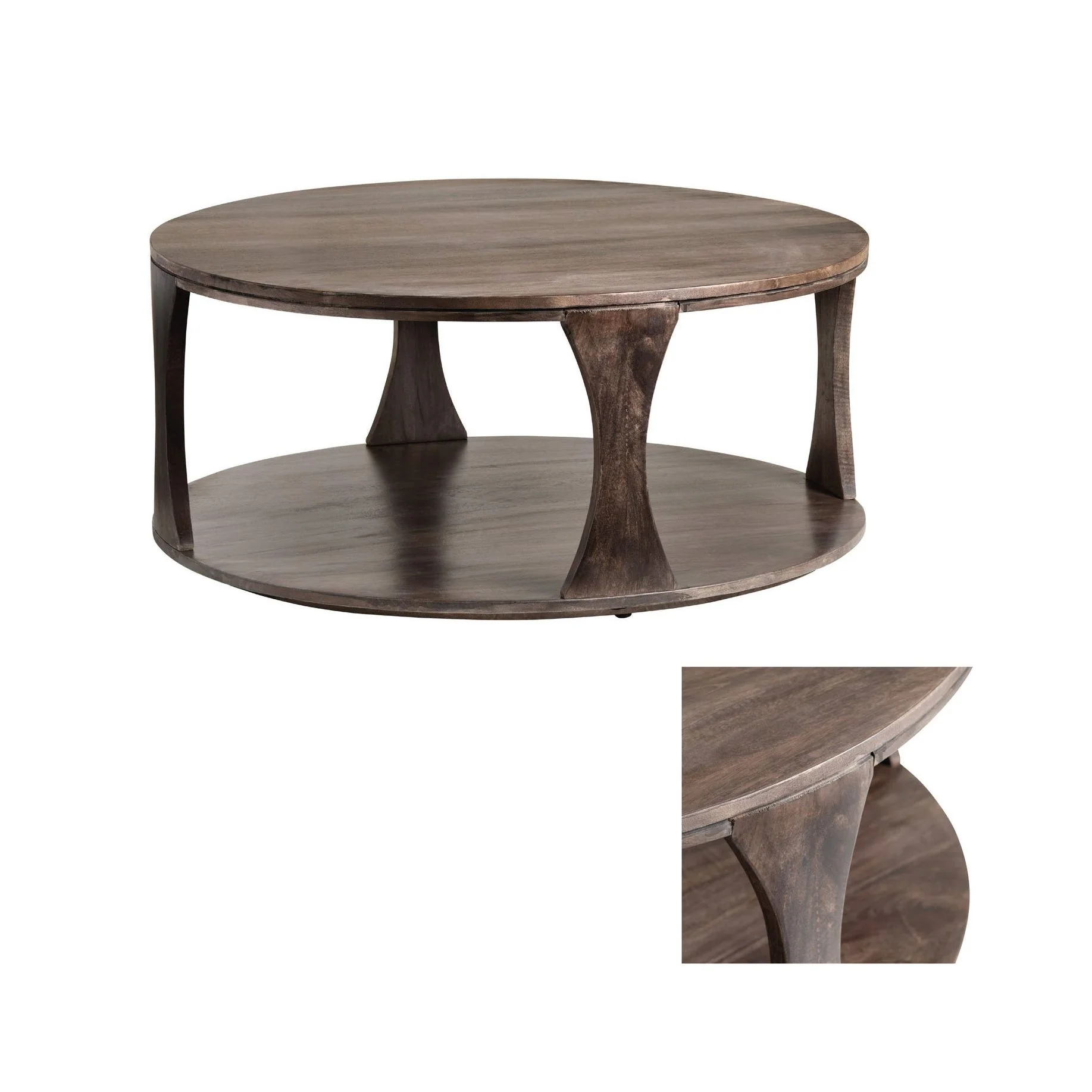 Crestview Collection Bowtie Mango Wood Round Coffee Table - Image 2