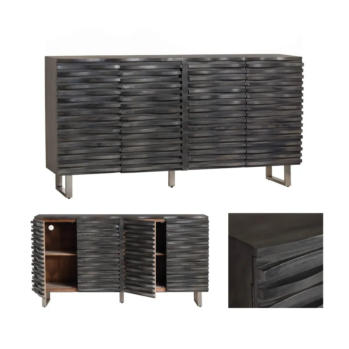 Crestview Collection Cabalerro Wave Woven Wood Sideboard - Image 8