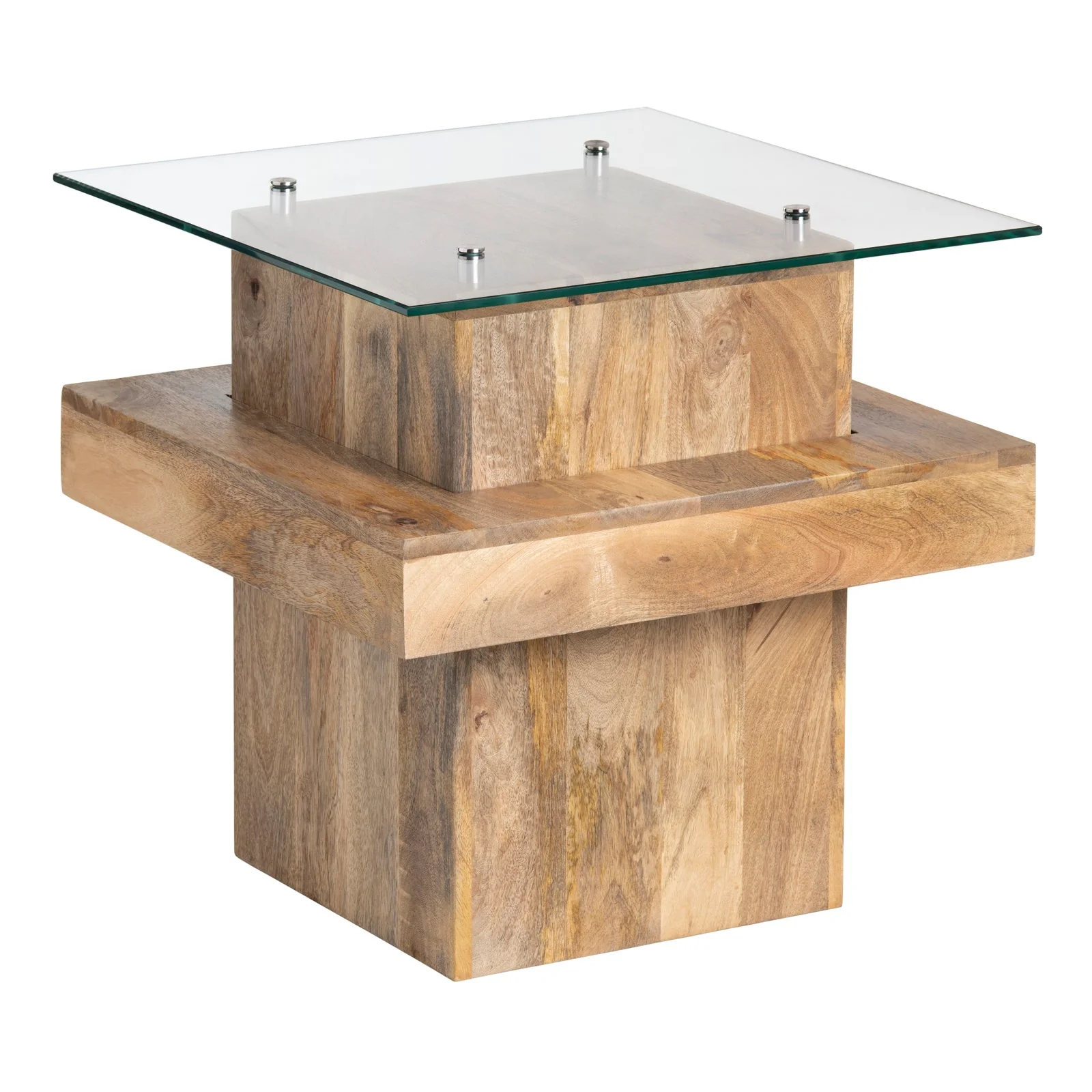 Crestview Collection Monaco Glass and Mango Wood End Table - Image 2