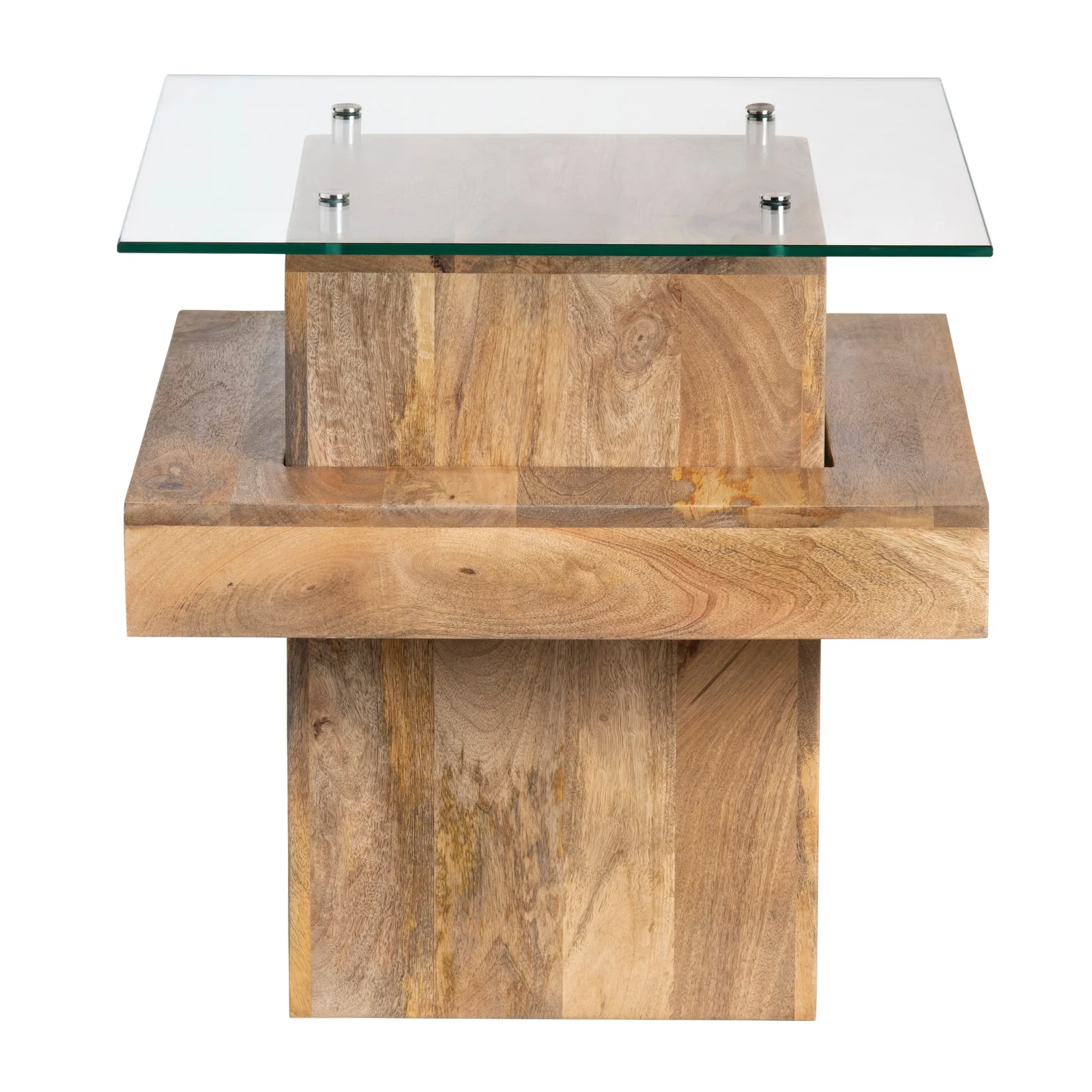 Crestview Collection Monaco Glass and Mango Wood End Table - Image 4
