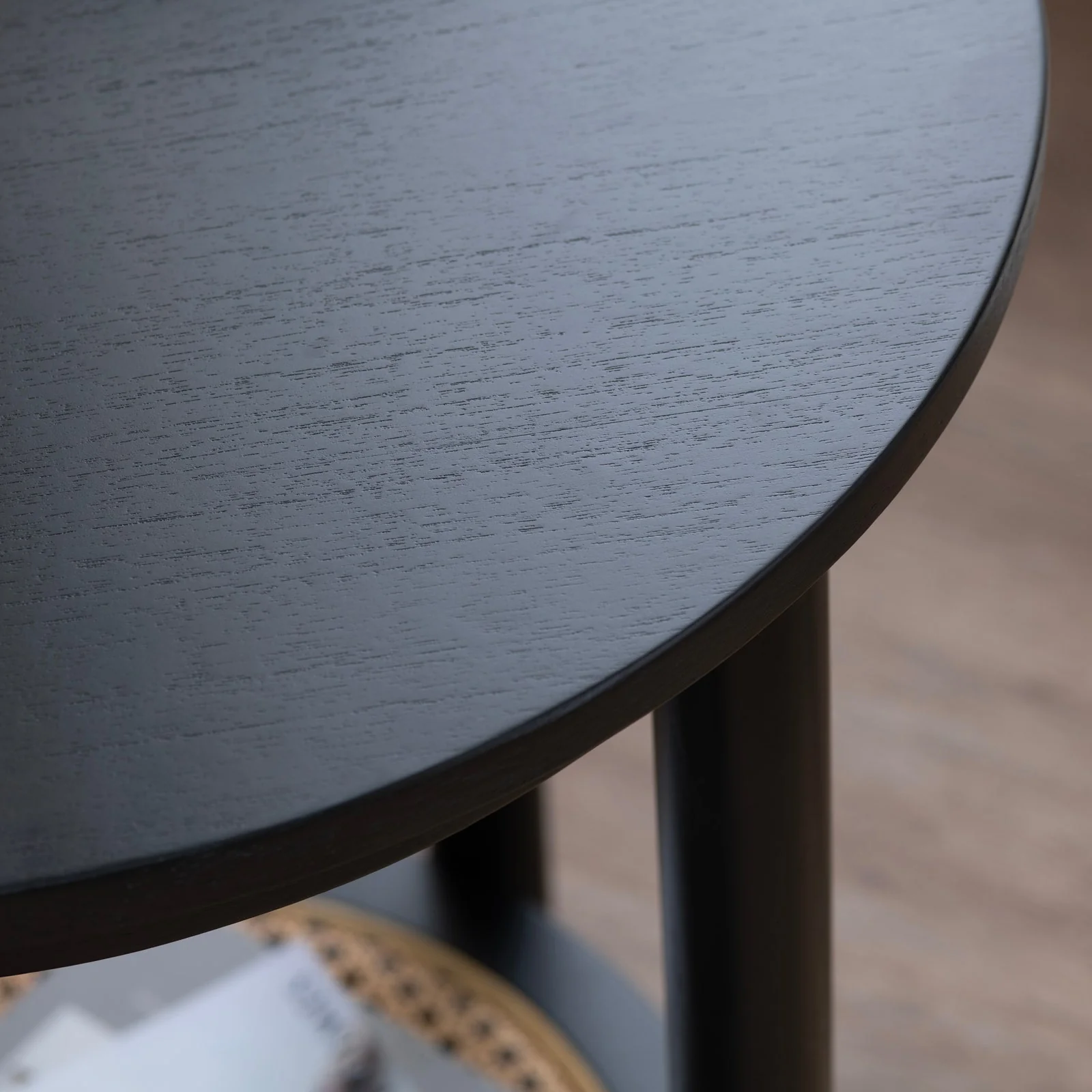 Crestview Collection Port Royal Black and Rattan End Table - Image 6