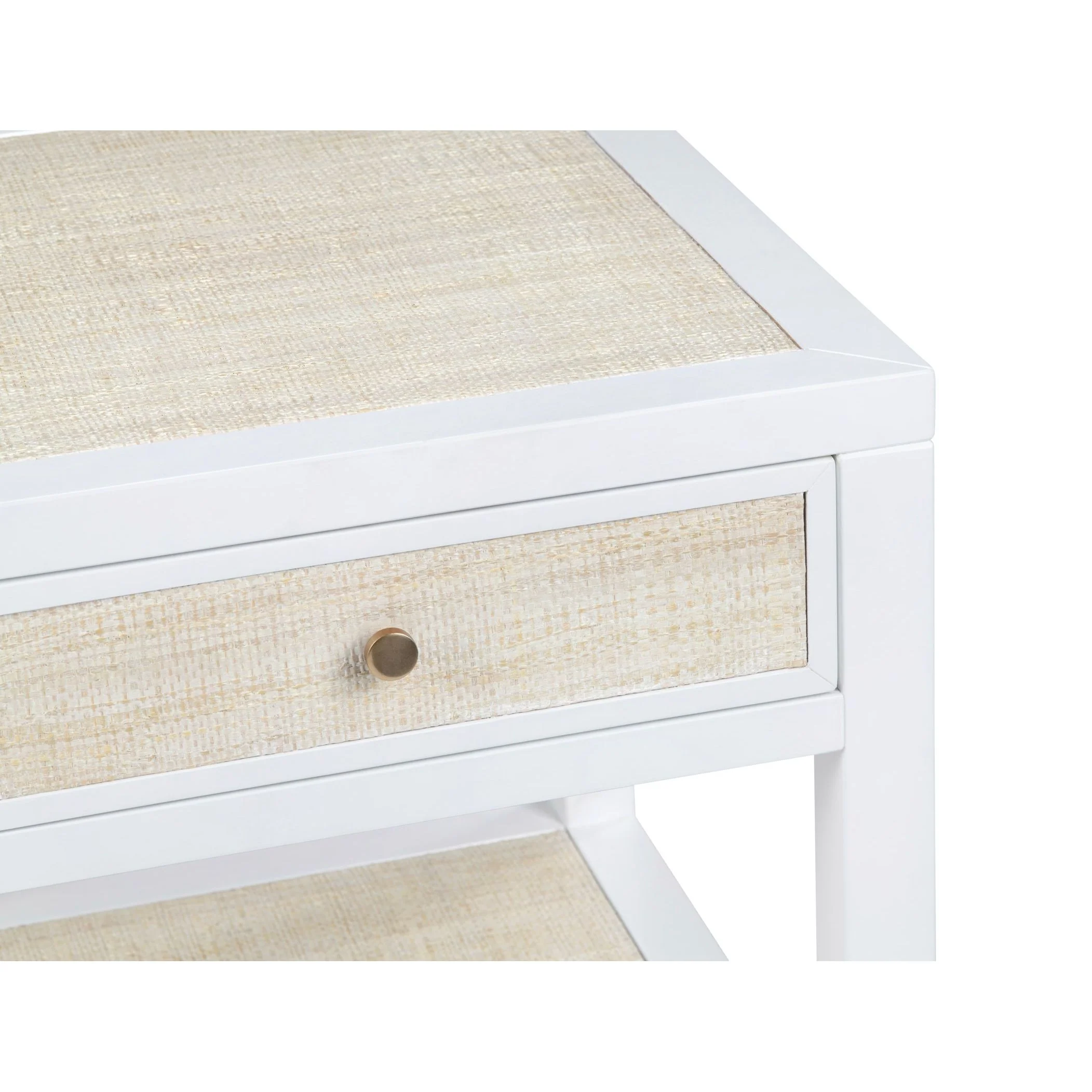Crestview Collection Sandy Shores White Wood and Rattan End Table - Image 6