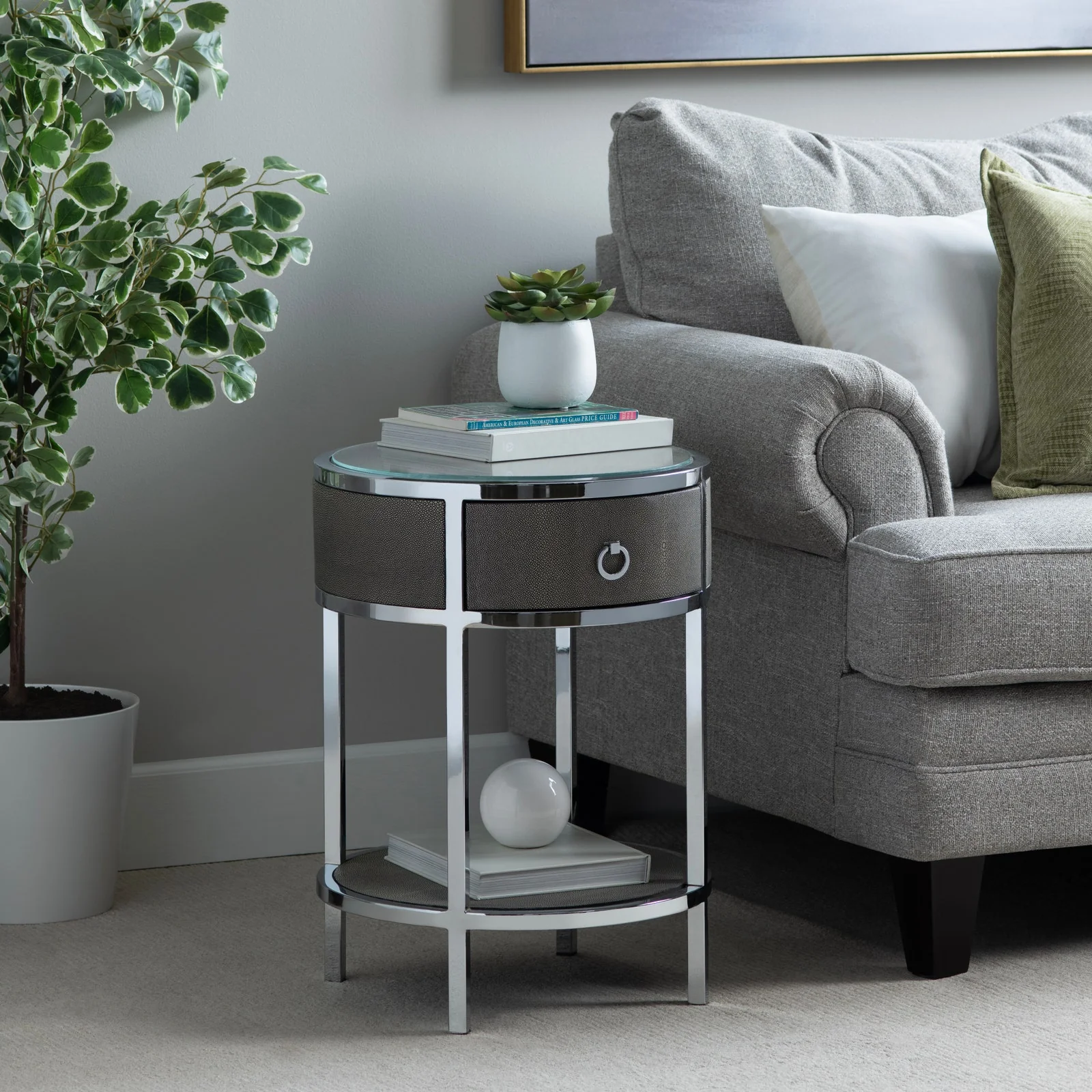 Crestview Collection Shagreen Round Accent Table