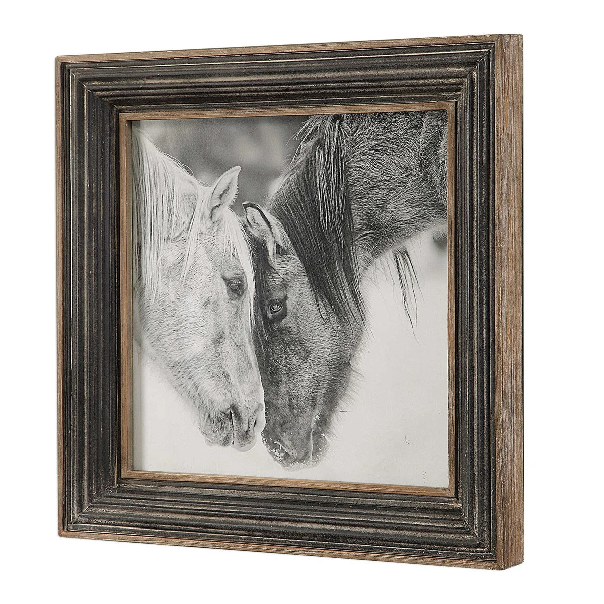 Uttermost Custom Black And White Horses Rustic Framed Print - Image 5