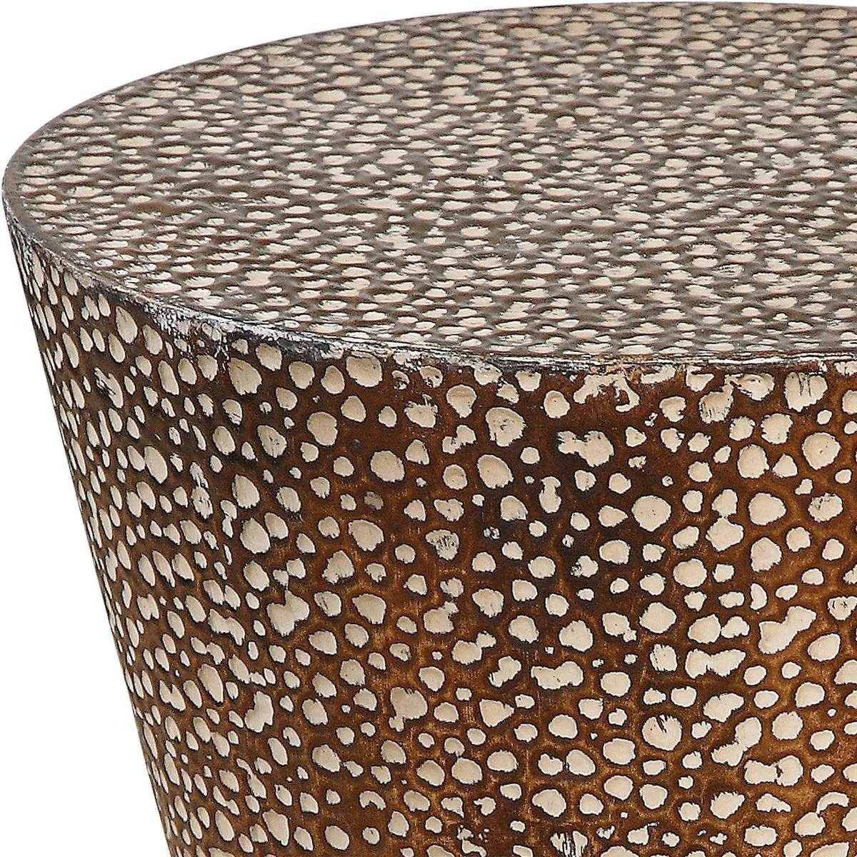 Uttermost Cutler Antiqued Copper Bronze Hammered Metal Accent Table - Image 4