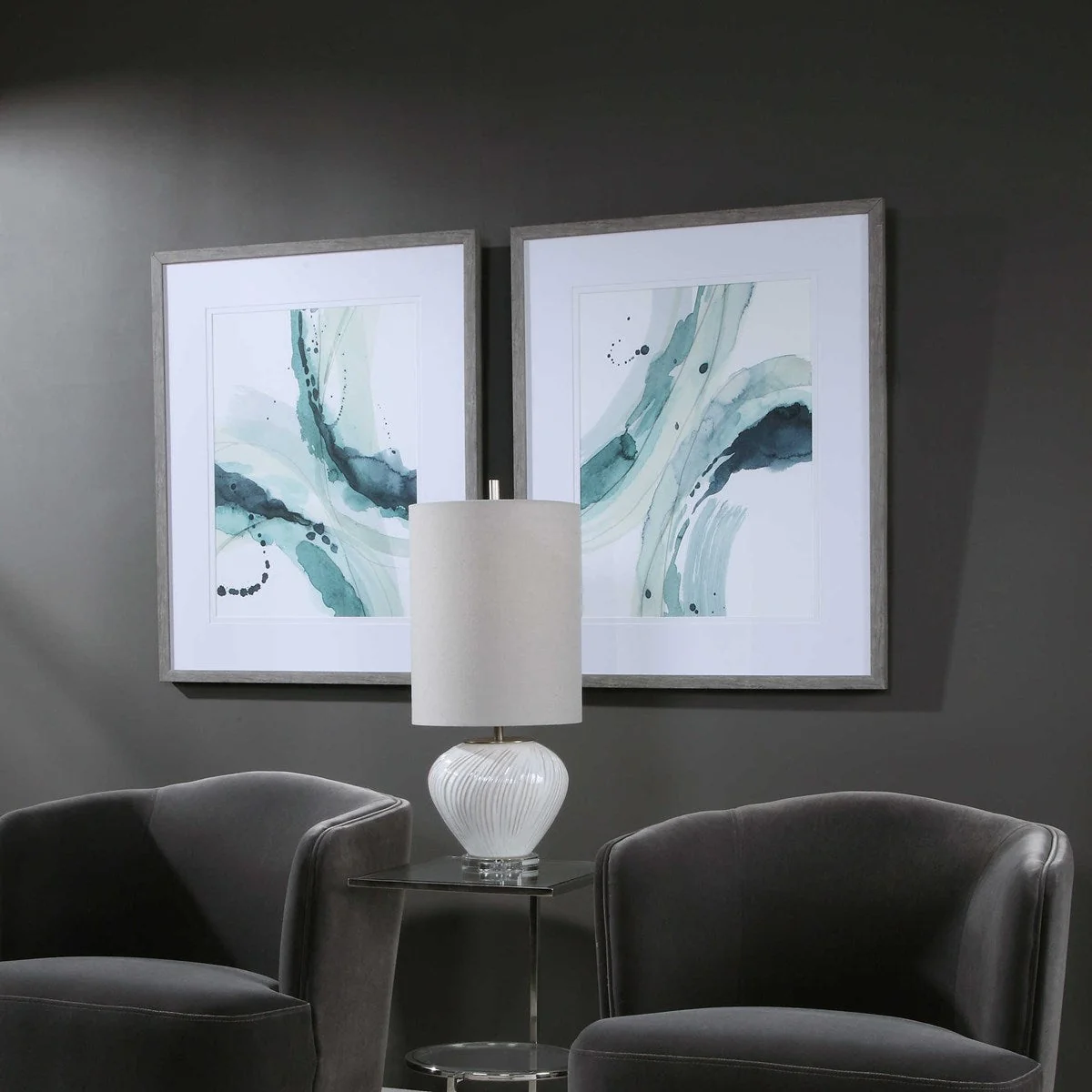 Uttermost Depth Abstract Watercolor Set of 2 Framed Prints - Image 3