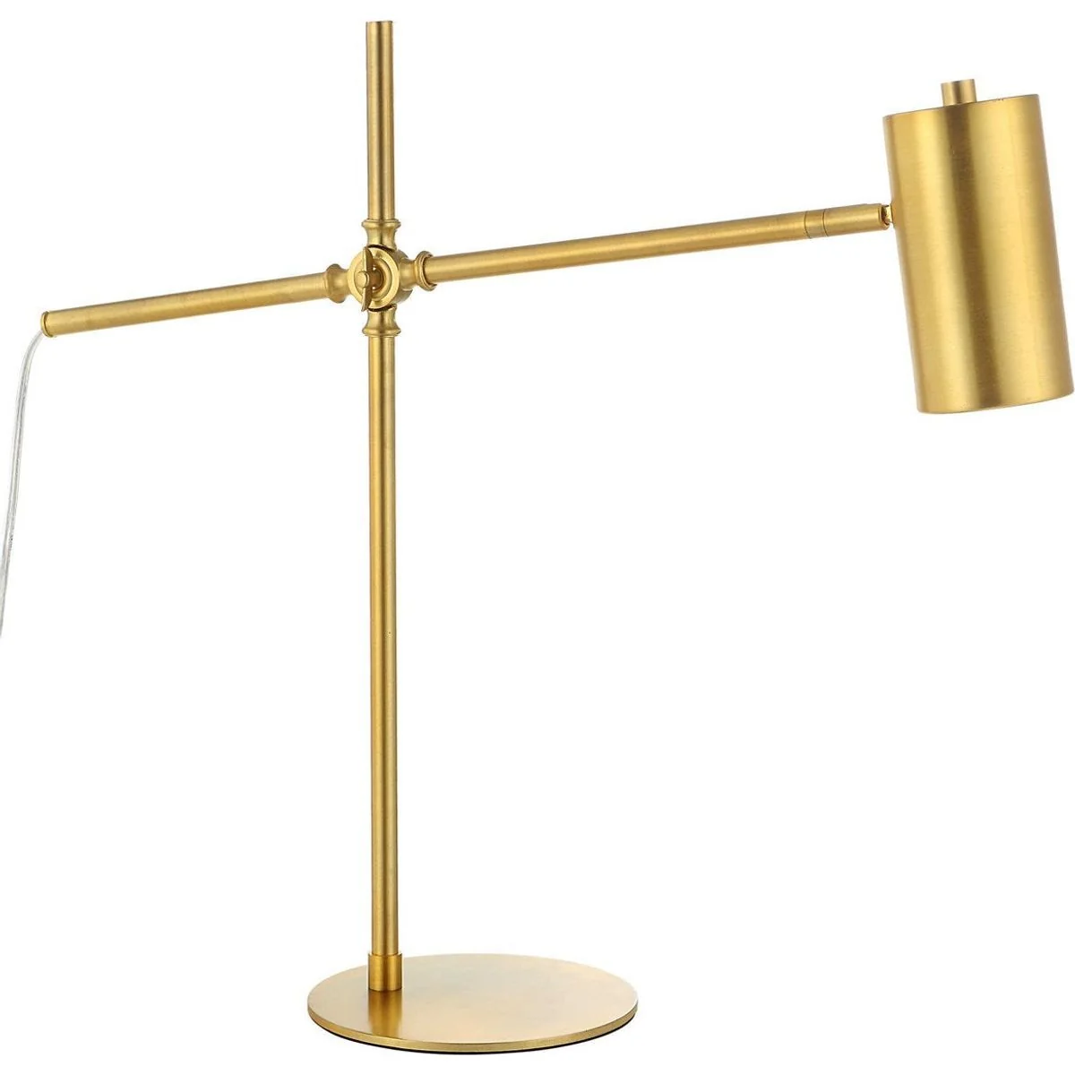 Casa Bella Living Gold Cylinder Metal Shade With Brushed Gold Base Adjustable Modern Desk Lamp - Image 5