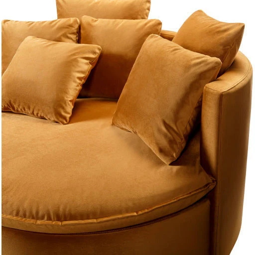 Surya Drancy Modern Cognac Brown Velvet Lounger Chair - Image 6