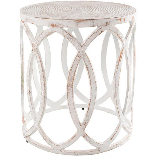 Surya Earnshaw Modern White Top With White Metal Base Round Accent Side Table EAW-003 - Image 3