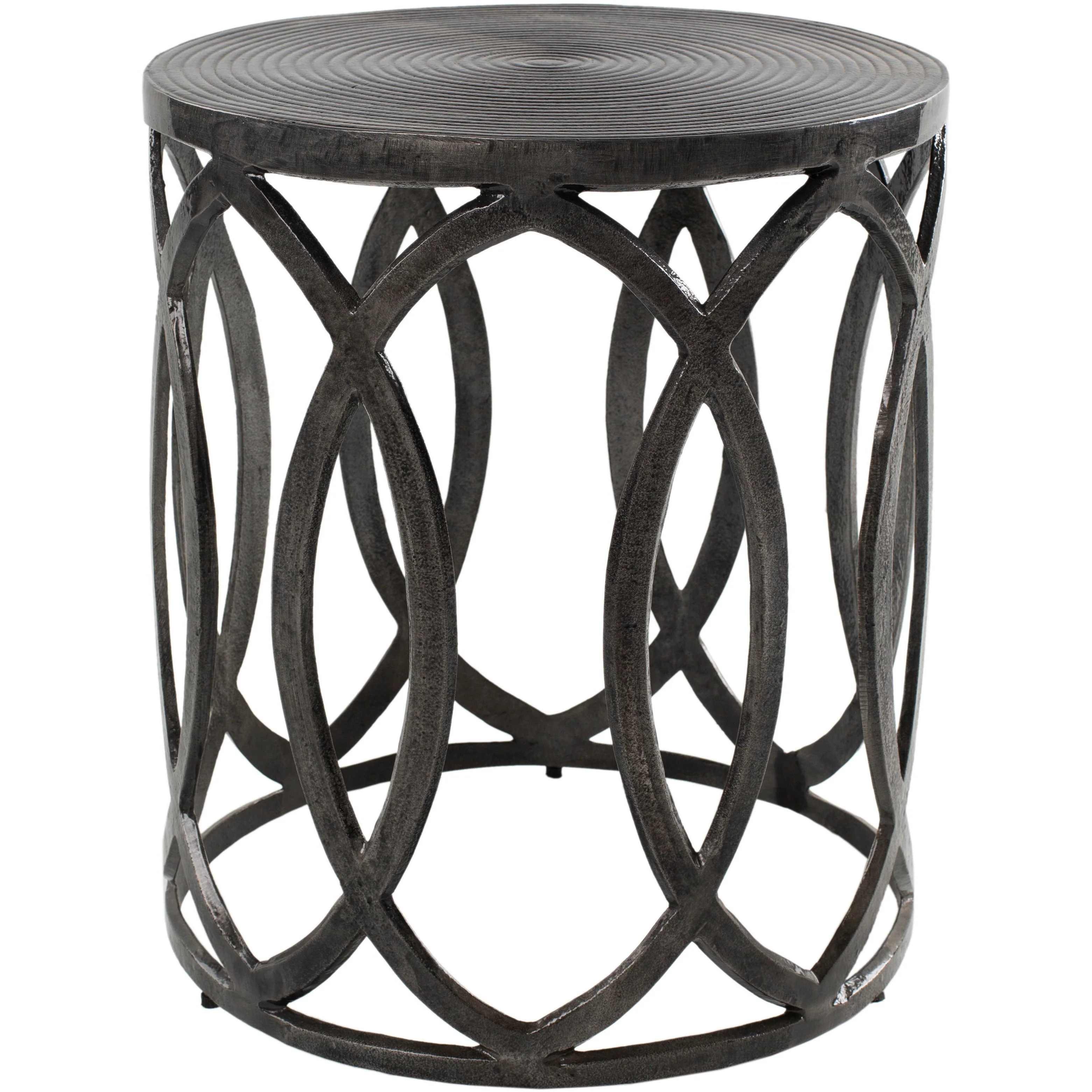 Surya Earnshaw Modern Charcoal Gray Metal Round Accent Side Table EAW-004 - Image 3