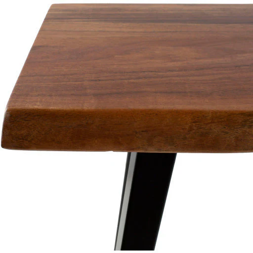 Surya Edge Rustic Modern Wood Bench With Black Steel Base DGE-001 - Image 4