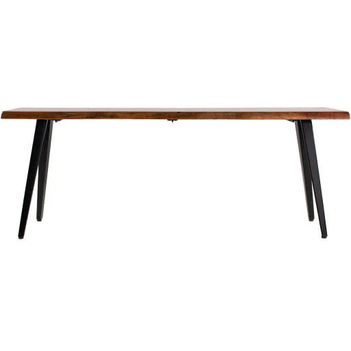 Surya Edge Rustic Modern Wood Bench With Black Steel Base DGE-001 - Image 5