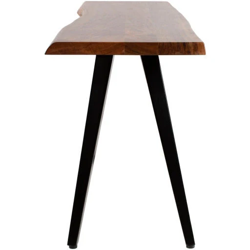 Surya Edge Rustic Modern Wood Bench With Black Steel Base DGE-001 - Image 7