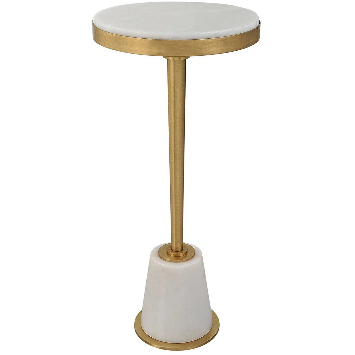 Uttermost Edifice White Marble Top With Brushed Brass Round Drink Table - Image 2