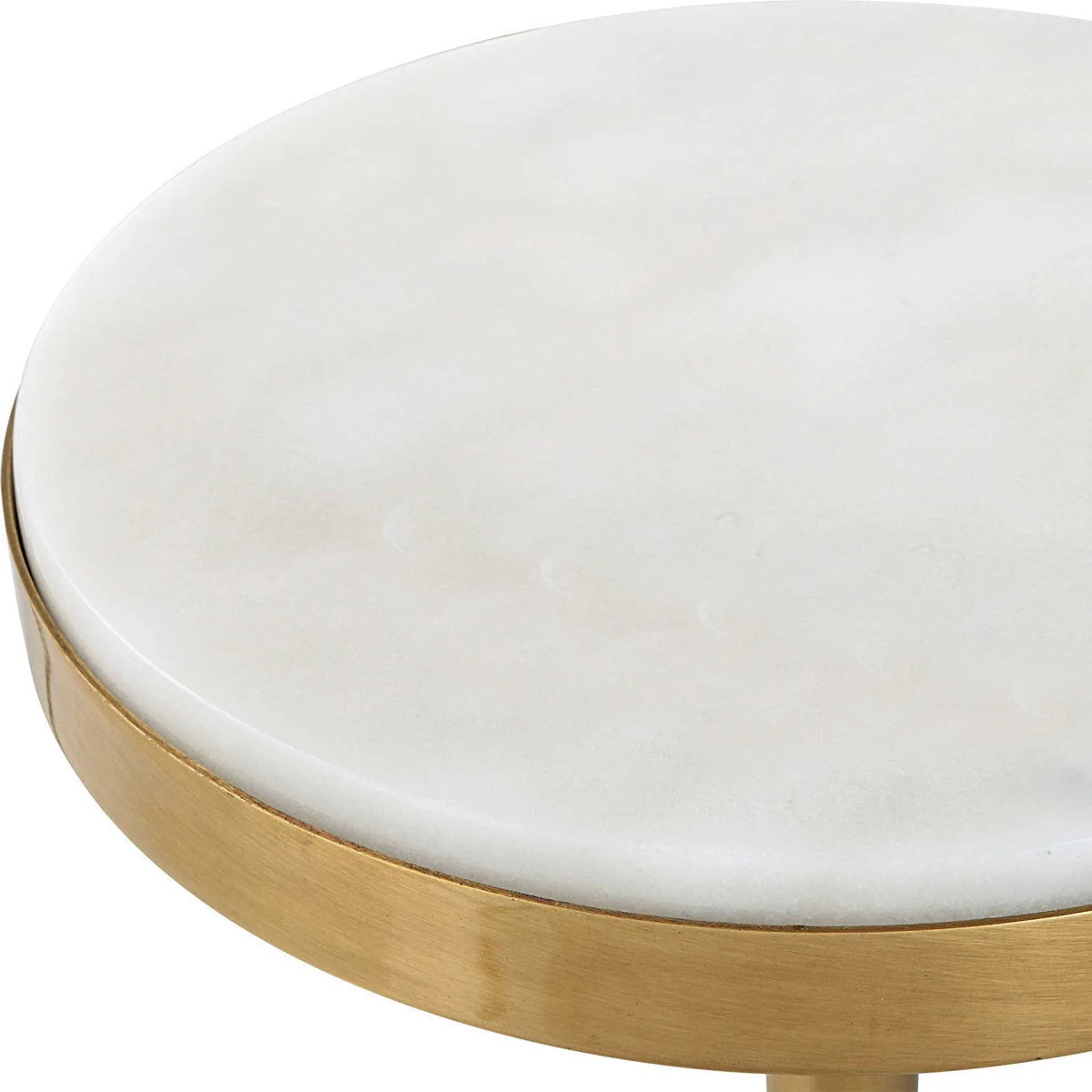 Uttermost Edifice White Marble Top With Brushed Brass Round Drink Table - Image 3