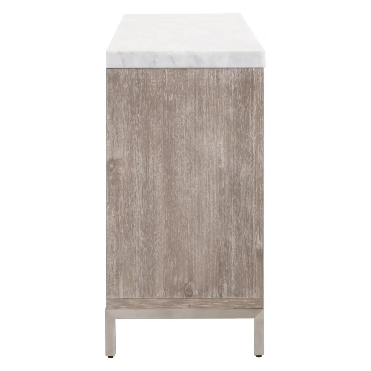 Essentials For Living Azure Carrera 6-Drawer Dresser ~ Natural Gray Acacia, White Carrera Marble With Brushed Stainless Steel Hardware - Image 5