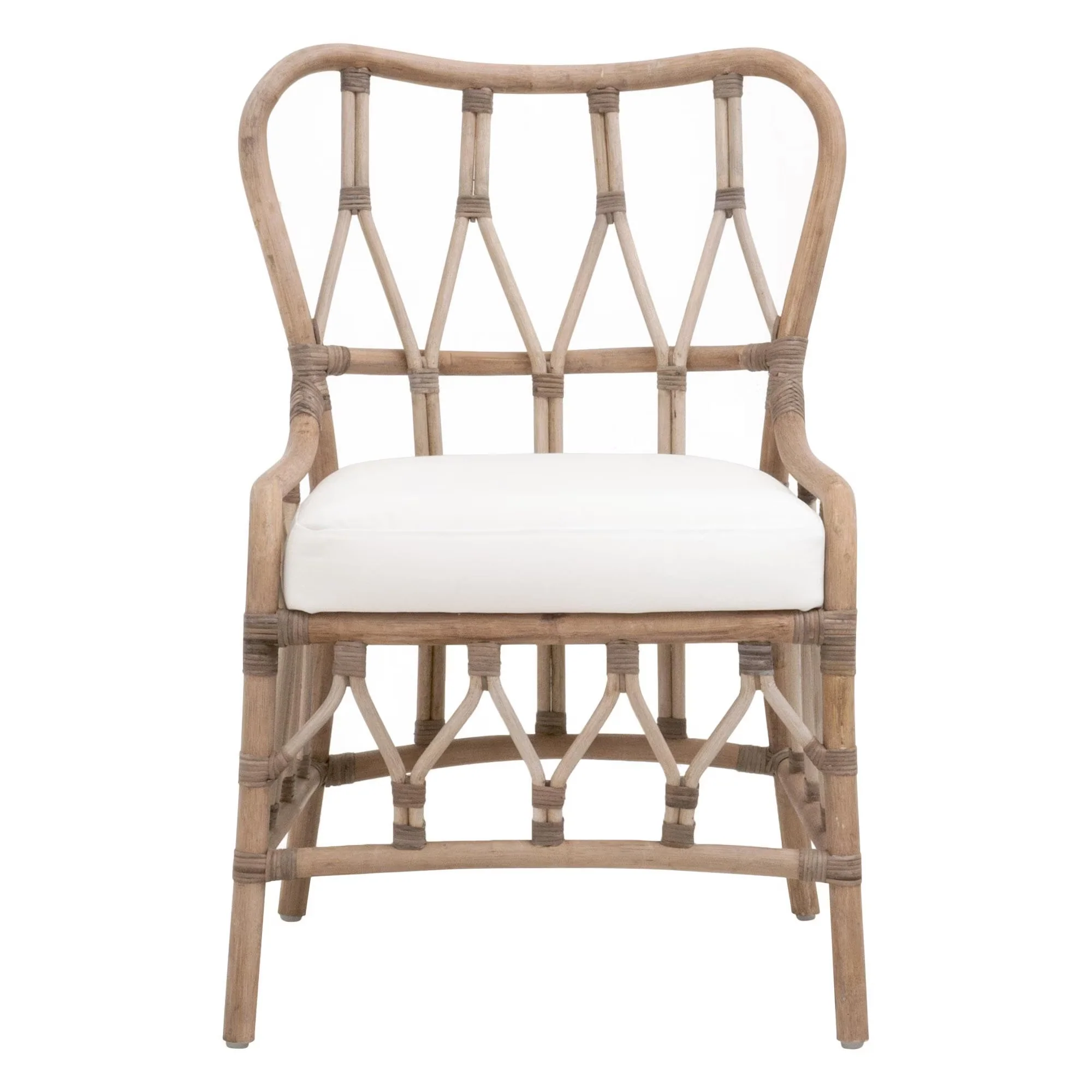 Essentials For Living Caprice Dining Chair ~ Matte Gray Rattan, Blanche, Matte Gray Binding (SET of 2)