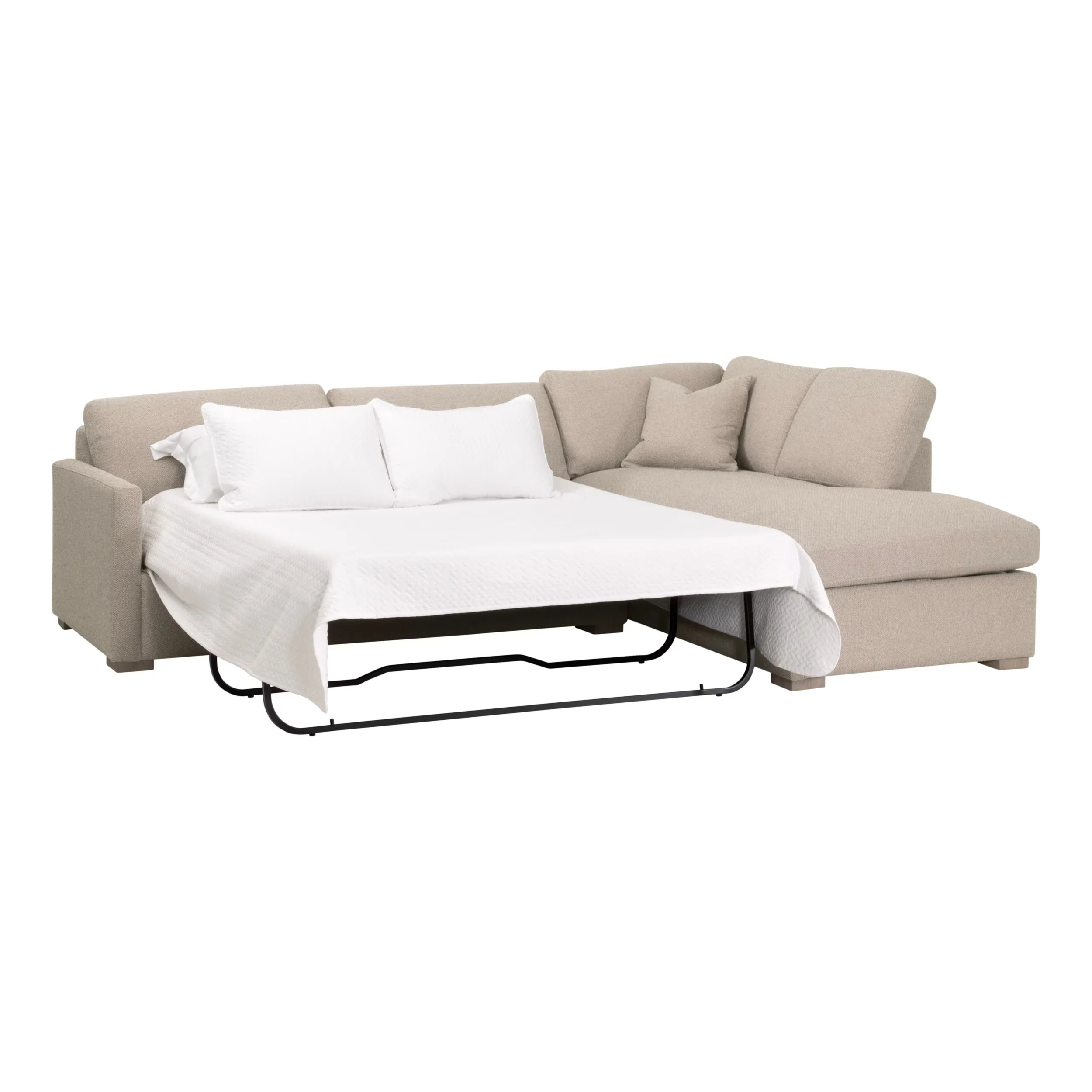 Essentials For Living Clara 112” Slim Arm Sleeper Queen RF Sectional ~ LiveSmart Gellar Jute, Natural Gray Oak - Image 11