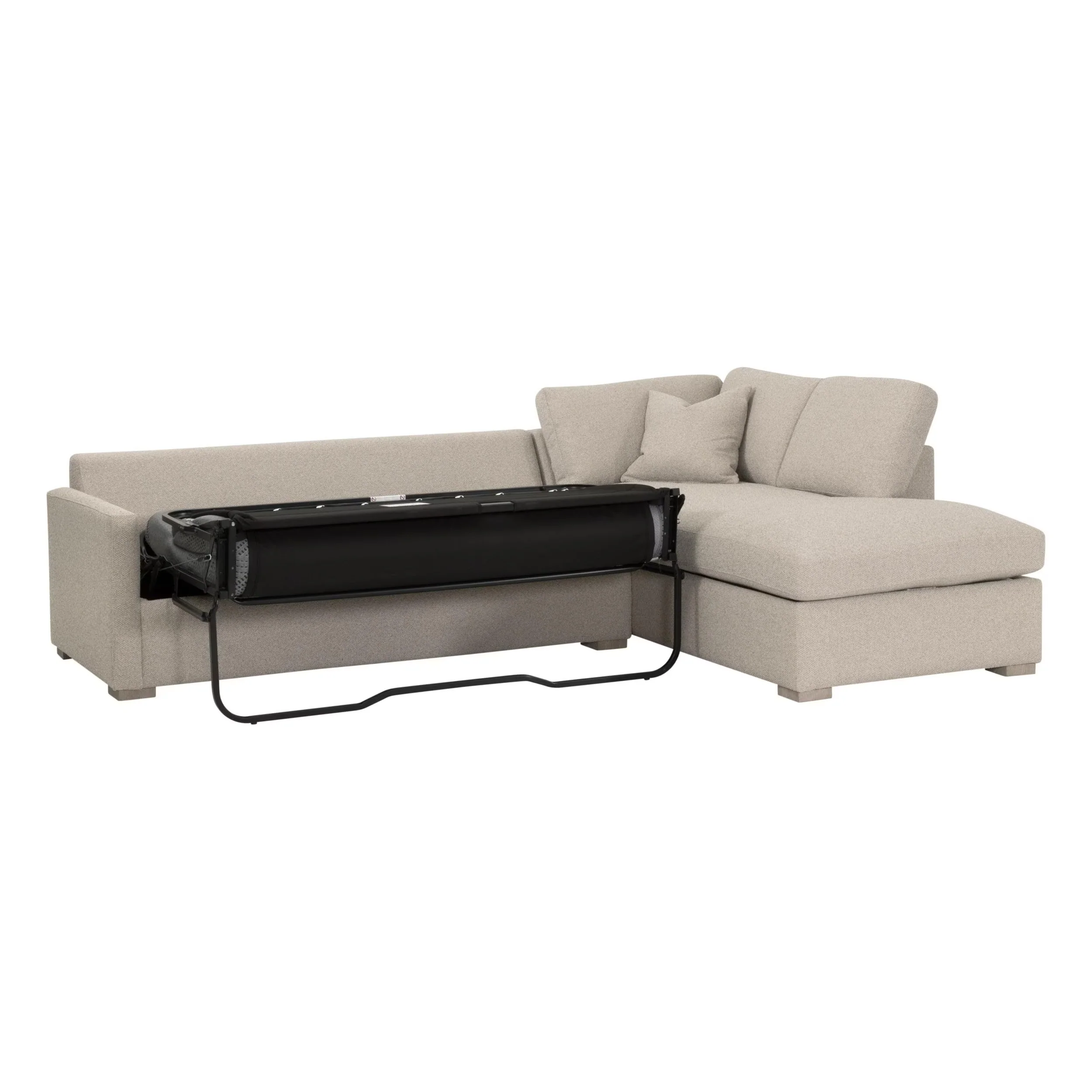 Essentials For Living Clara 112” Slim Arm Sleeper Queen RF Sectional ~ LiveSmart Gellar Jute, Natural Gray Oak - Image 8