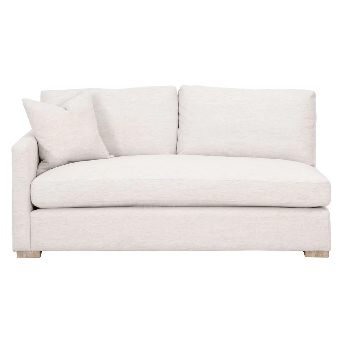Essentials For Living Clara Modular 2-Seat Left Slim Arm Sofa ~ Performance Stone Basketweave, Natural Gray Oak