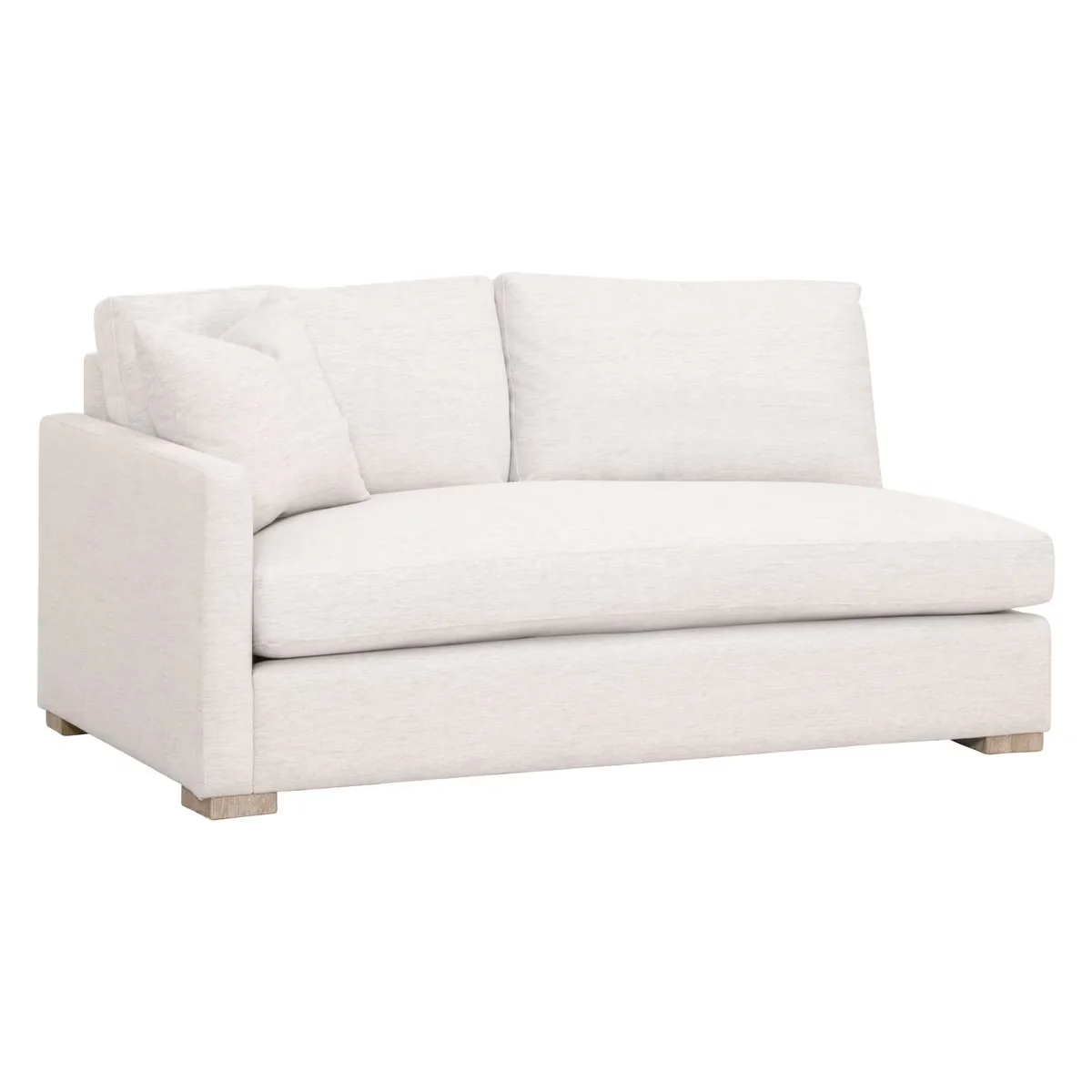 Essentials For Living Clara Modular 2-Seat Left Slim Arm Sofa ~ Performance Stone Basketweave, Natural Gray Oak - Image 2