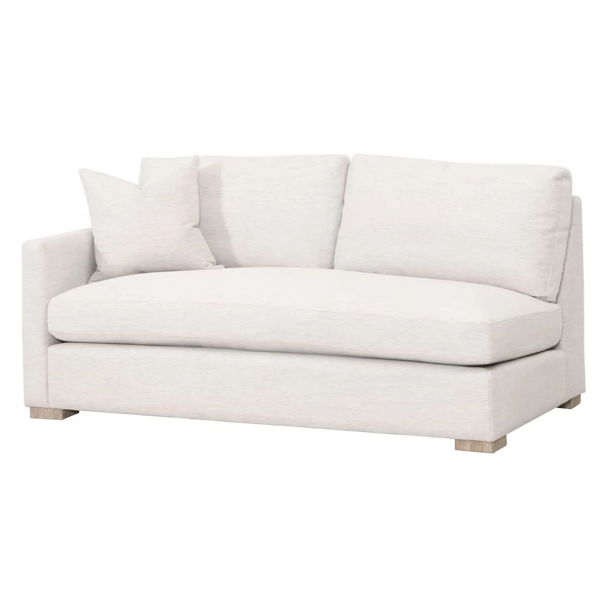 Essentials For Living Clara Modular 2-Seat Left Slim Arm Sofa ~ Performance Stone Basketweave, Natural Gray Oak - Image 3