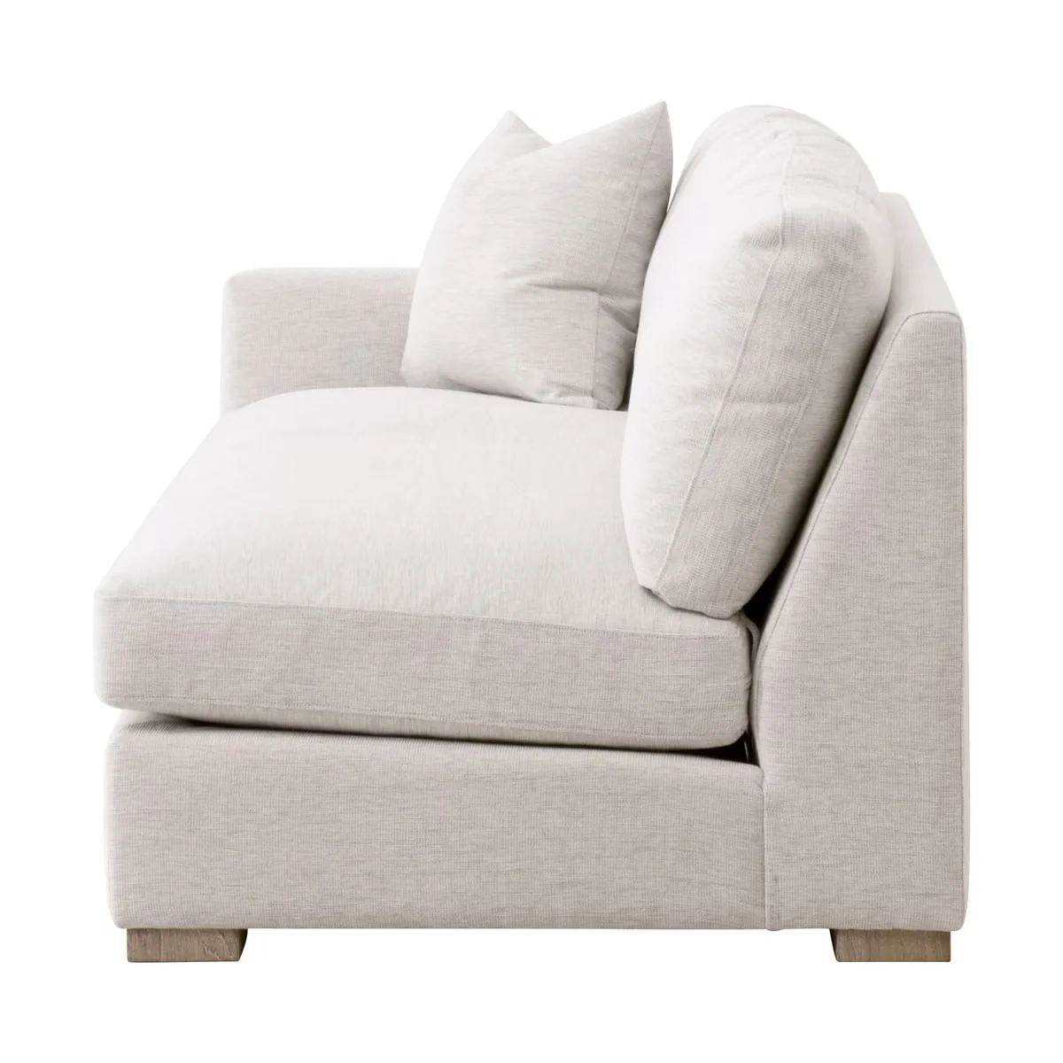 Essentials For Living Clara Modular 2-Seat Left Slim Arm Sofa ~ Performance Stone Basketweave, Natural Gray Oak - Image 5