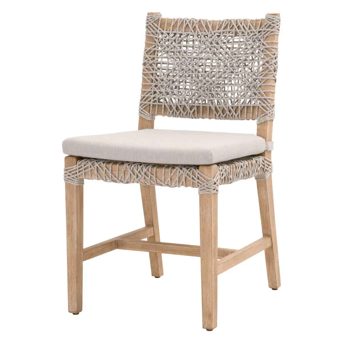 Essentials For Living Costa Dining Chair ~ Taupe & White Flat Rope, Performance Pumice With Natural Gray Mahogany Frame (SET of 2) - Image 2