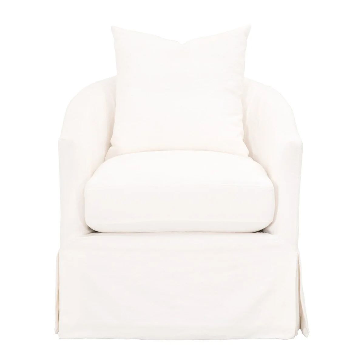 Essentials For Living Faye Slipcover Swivel Club Chair ~ Cream Crepe