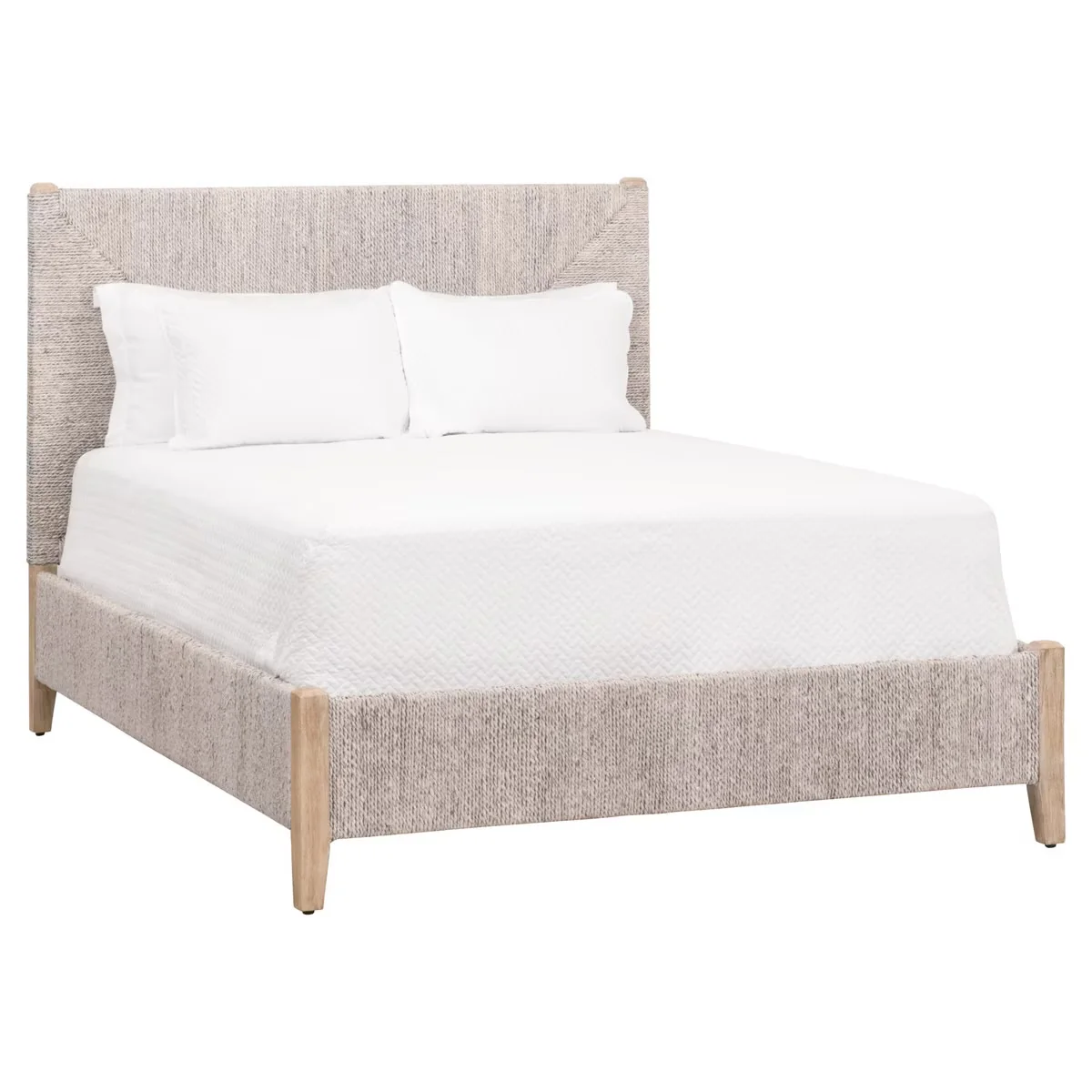 Essentials For Living Malay Cal King Bed ~ White Wash Abaca Rope With Natural Gray Mahogany - Image 2