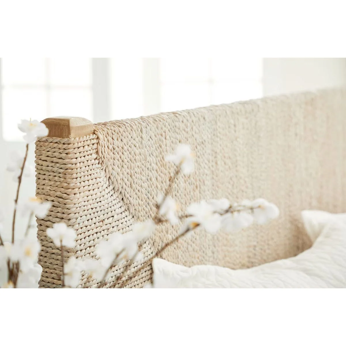 Essentials For Living Malay Queen Bed ~ White Wash Abaca Rope With Natural Gray Mahogany - Image 10