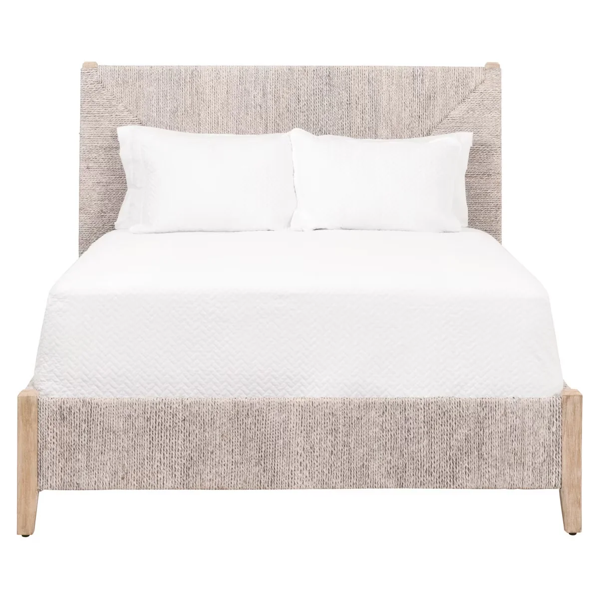 Essentials For Living Malay Standard King Bed ~ White Wash Abaca Rope With Natural Gray Mahogany