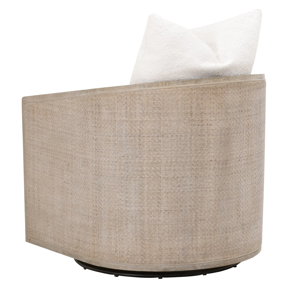 Essentials For Living McGuire Swivel Club Chair ~ LiveSmart Boucle-Snow, Natural Gray Oak & Cane - Image 4