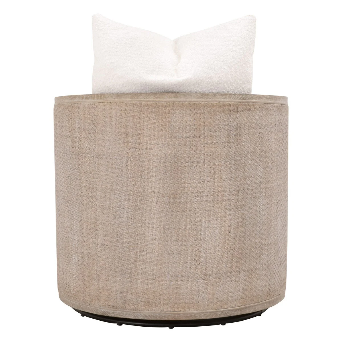 Essentials For Living McGuire Swivel Club Chair ~ LiveSmart Boucle-Snow, Natural Gray Oak & Cane - Image 5