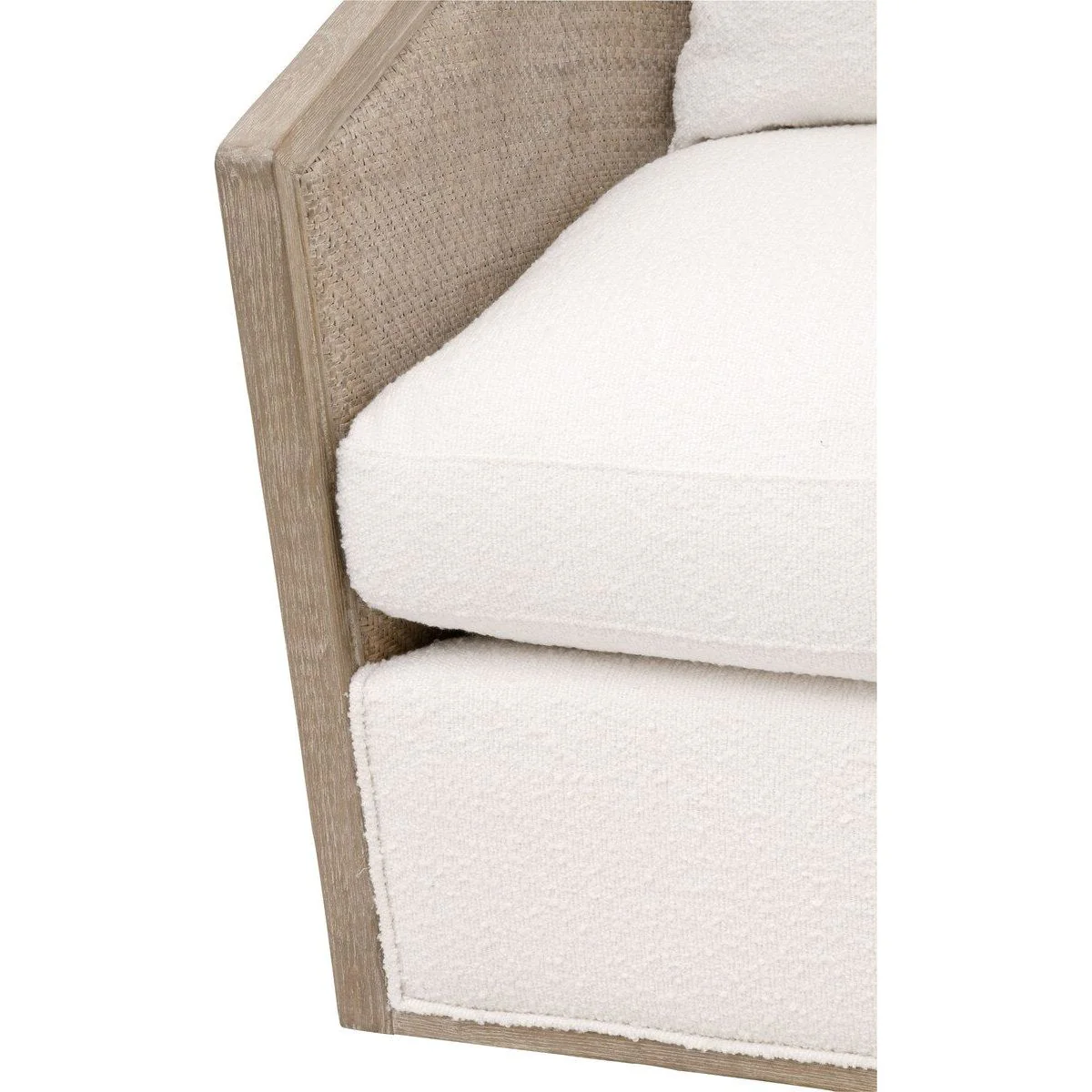 Essentials For Living McGuire Swivel Club Chair ~ LiveSmart Boucle-Snow, Natural Gray Oak & Cane - Image 7