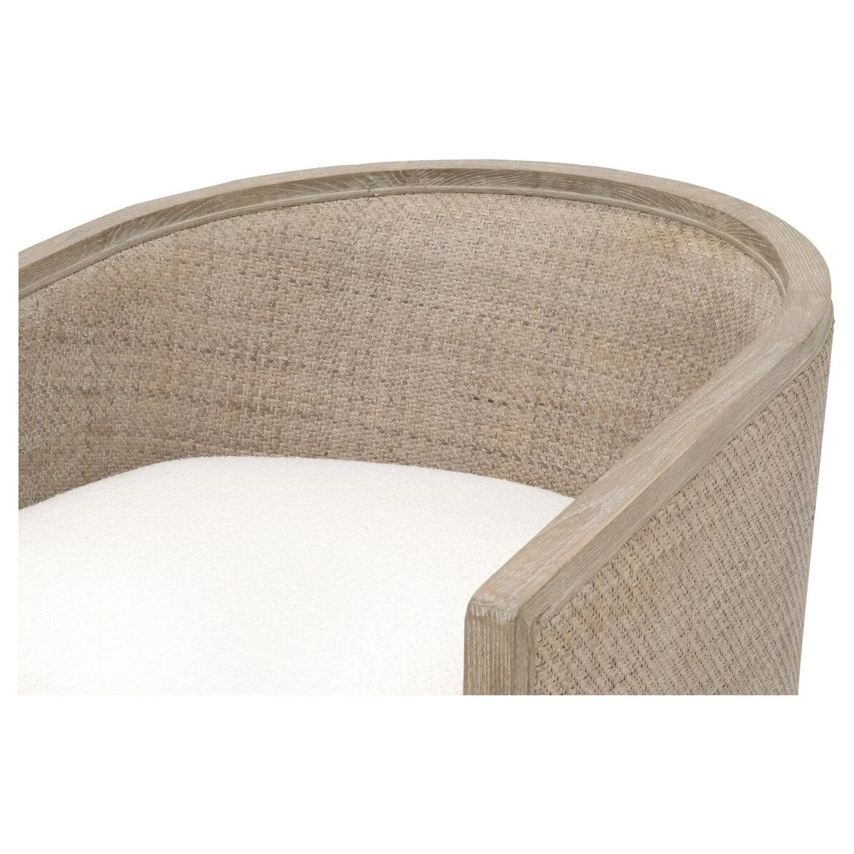Essentials For Living McGuire Swivel Club Chair ~ LiveSmart Boucle-Snow, Natural Gray Oak & Cane - Image 8