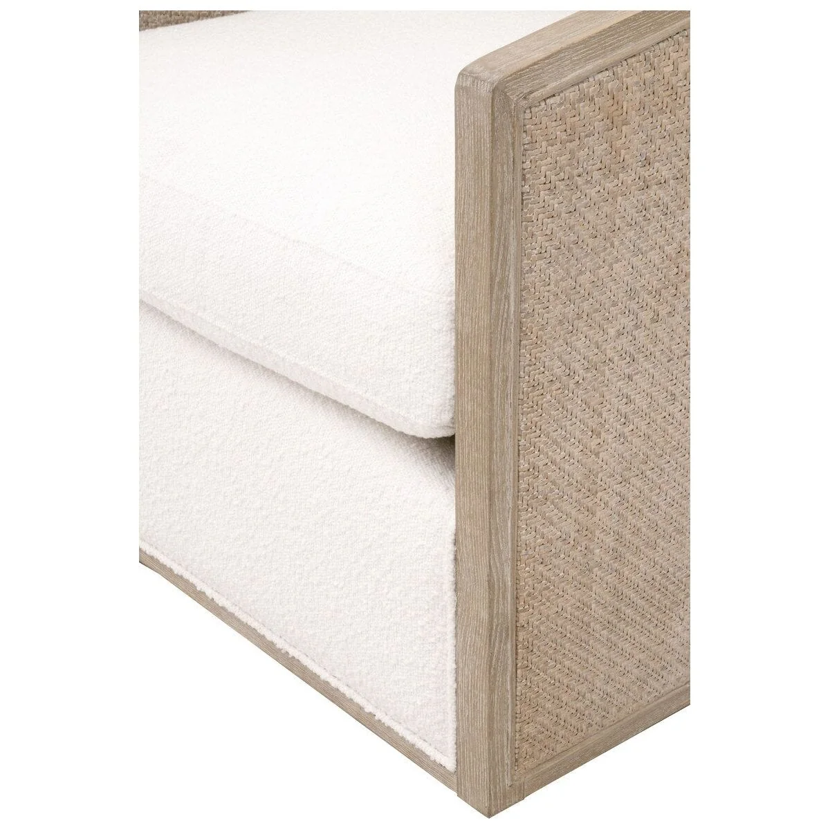 Essentials For Living McGuire Swivel Club Chair ~ LiveSmart Boucle-Snow, Natural Gray Oak & Cane - Image 9