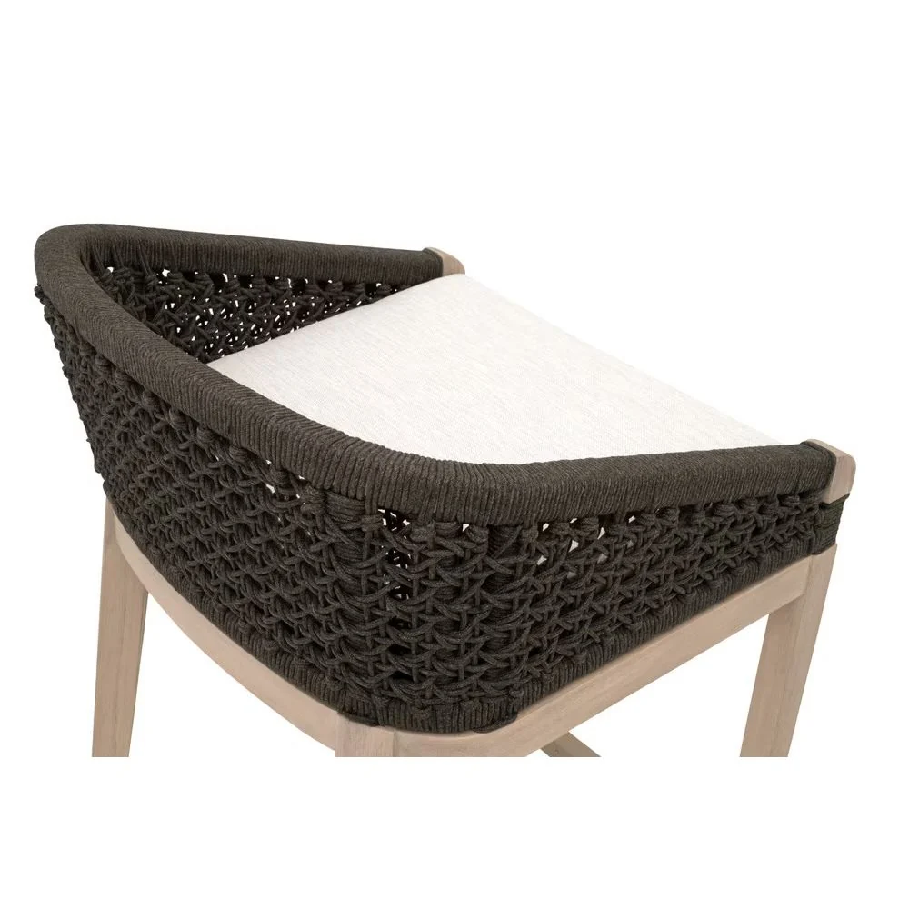 Essentials For Living Montecito Counter Stool~ Anthracite Round Rope, Performance White Speckle With Washed Ever Teak Frame - Image 6