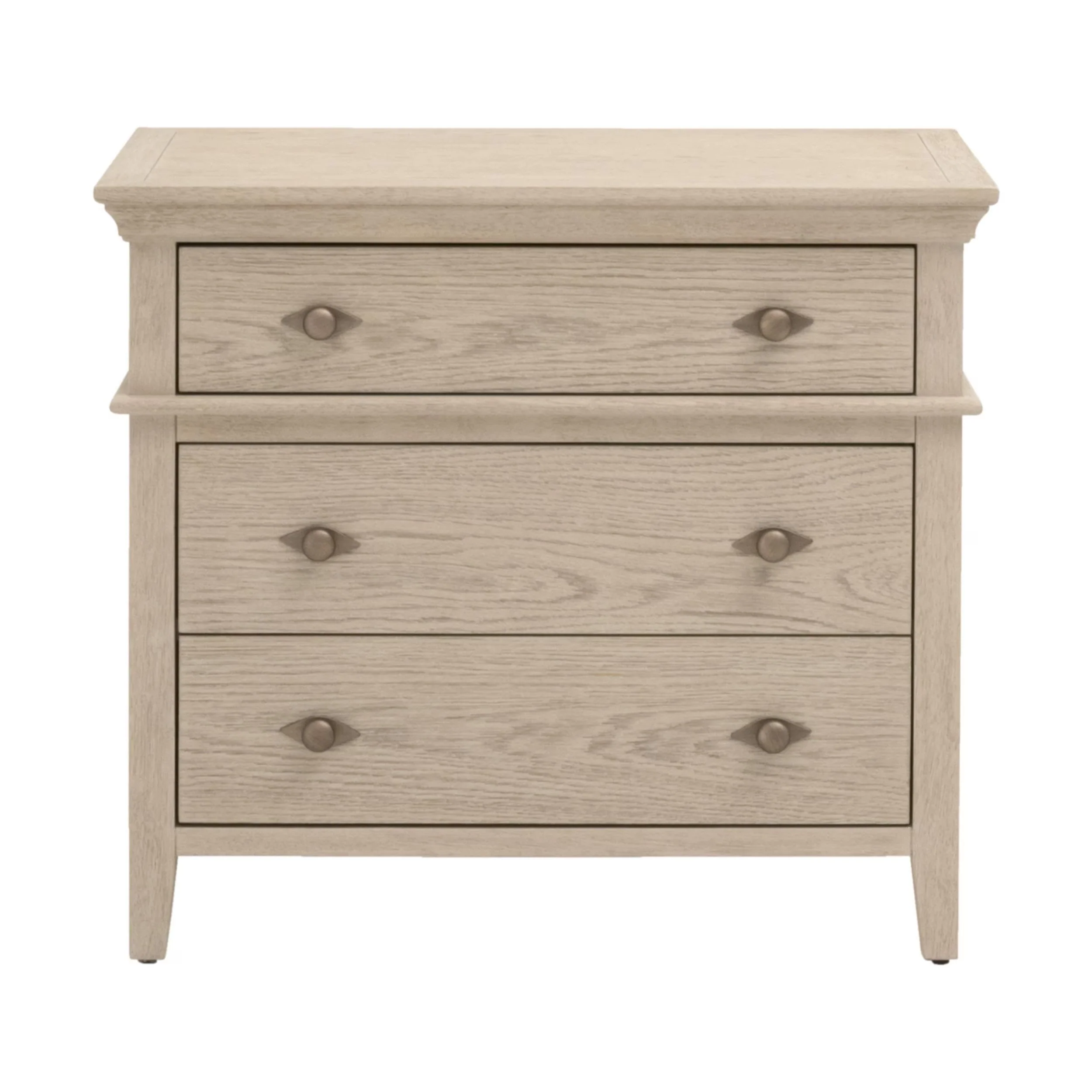 Essentials For Living Oxford Three- Drawer Nightstand ~ White Washed Oak
