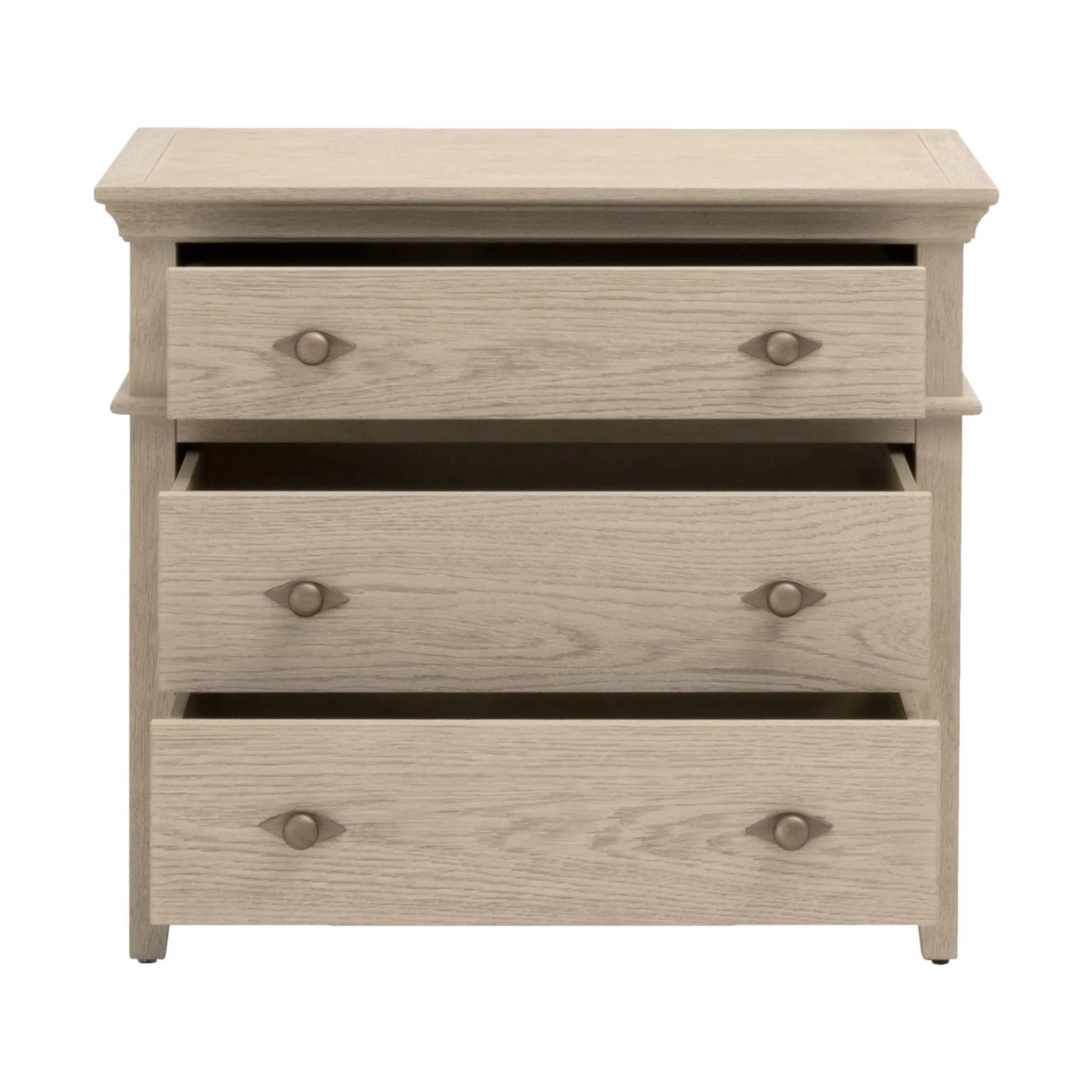 Essentials For Living Oxford Three- Drawer Nightstand ~ White Washed Oak - Image 2