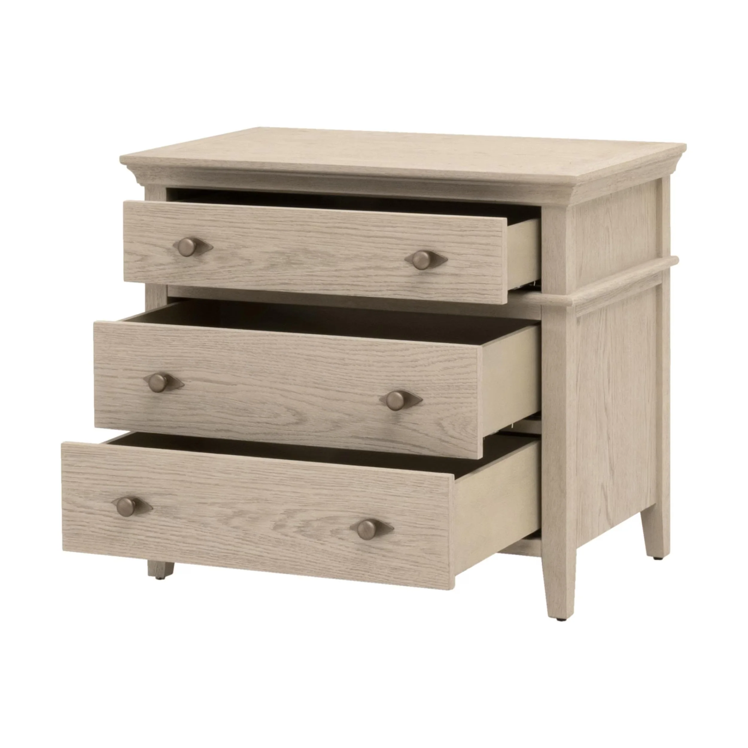 Essentials For Living Oxford Three- Drawer Nightstand ~ White Washed Oak - Image 4