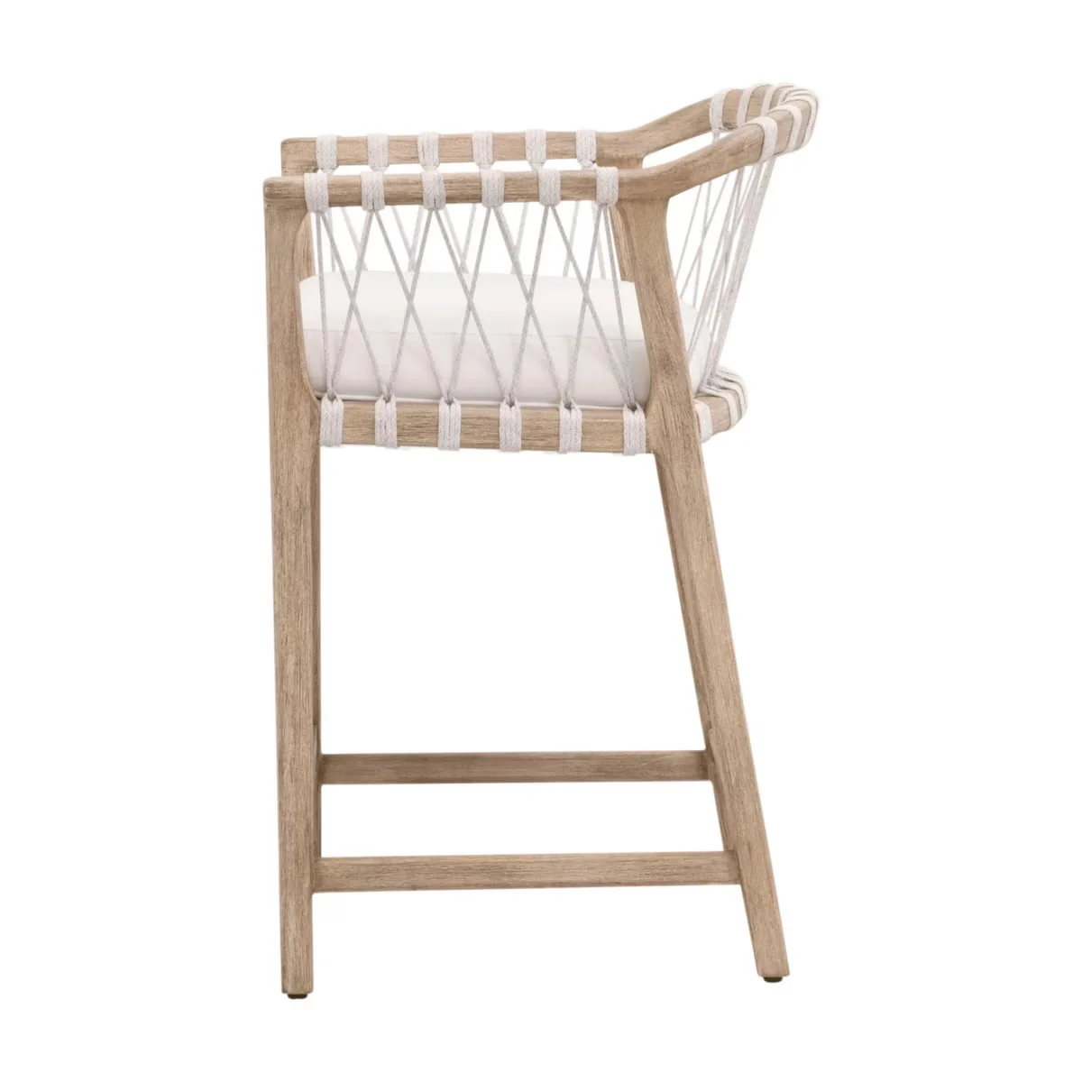 Essentials For Living Pacific Counter Stool ~ White Speckle Flat Rope, LiveSmart Peyton-Pearl With Natural Gray Mahogany Frame - Image 3