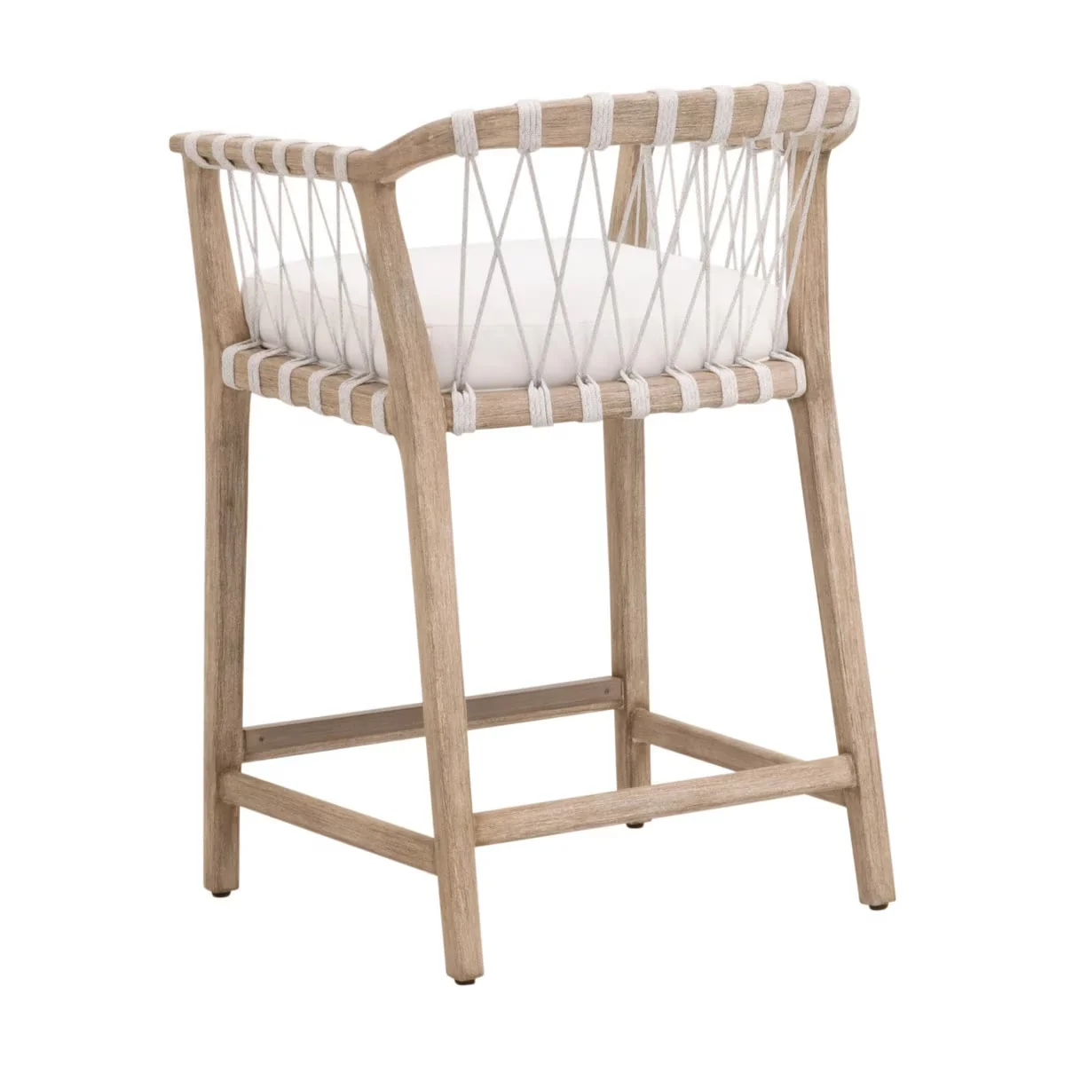 Essentials For Living Pacific Counter Stool ~ White Speckle Flat Rope, LiveSmart Peyton-Pearl With Natural Gray Mahogany Frame - Image 4