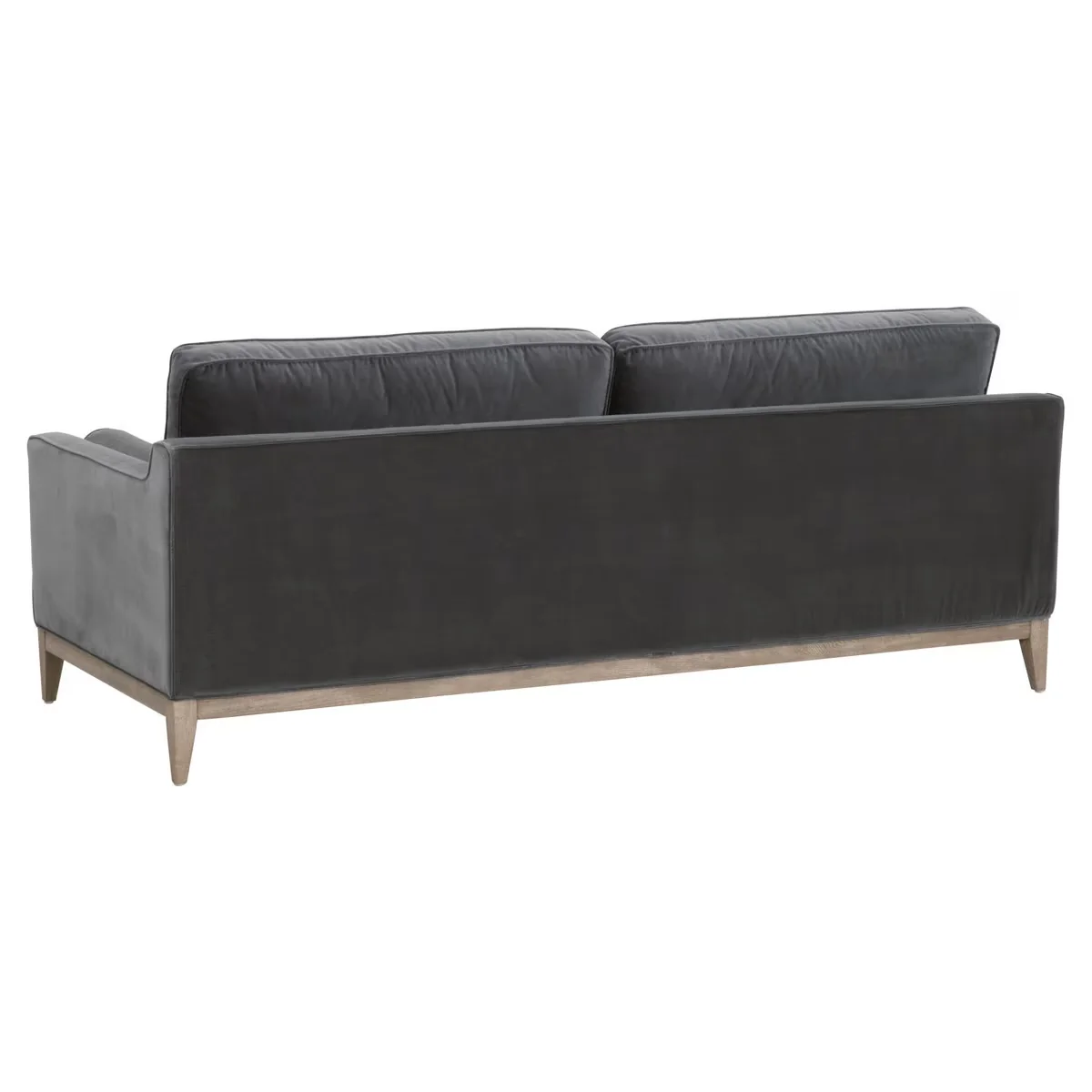 Essentials For Living Parker 86” Post Modern Sofa ~ Dark Dove Velvet, Natural Gray Oak - Image 4