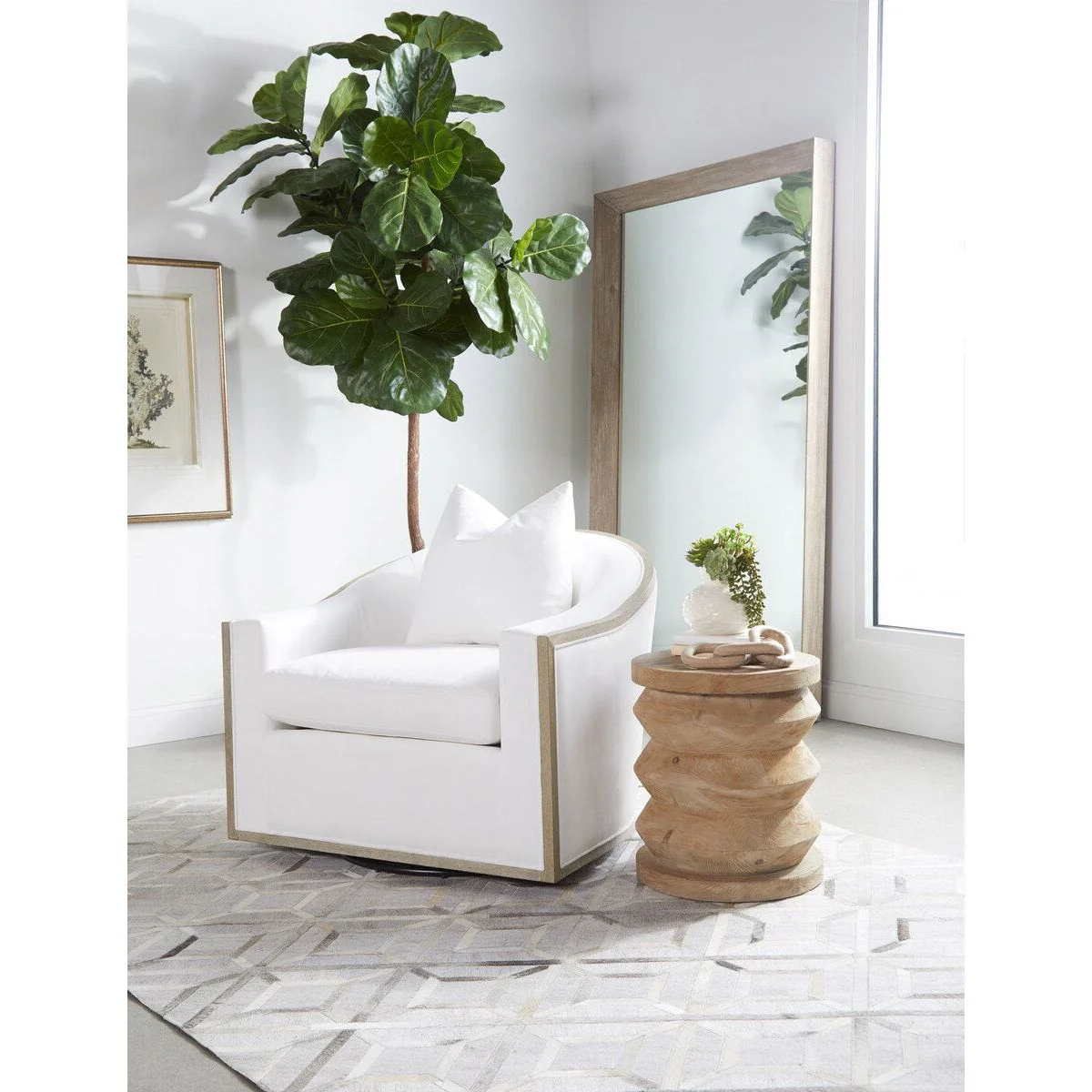 Essentials For Living Paxton Swivel Club Chair ~ LiveSmart Peyton-Pearl, Natural Gray Oak - Image 16