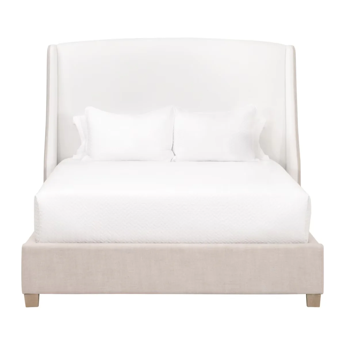 Essentials For Living Sloan Standard King Bed ~ LiveSmart Peyton-Pearl, Bisque Performance Fabric With Natural Gray Oak