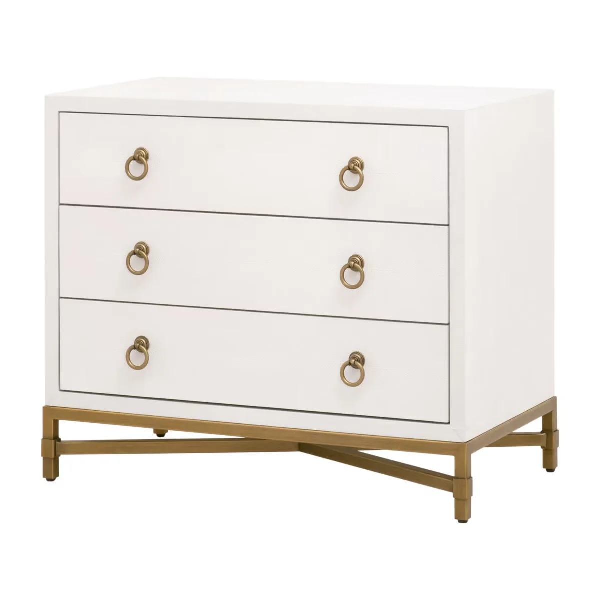 Essentials For Living Strand Shagreen 3-Drawer Nightstand~ Pearl Shagreen, Brushed Gold Hardware - Image 3