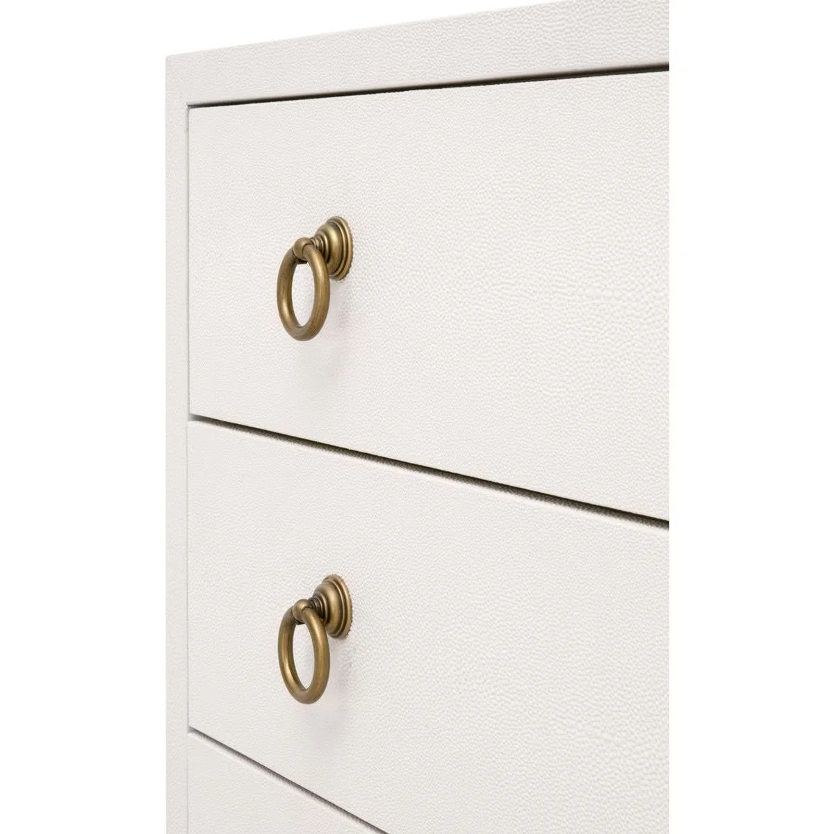 Essentials For Living Strand Shagreen 3-Drawer Nightstand~ Pearl Shagreen, Brushed Gold Hardware - Image 9